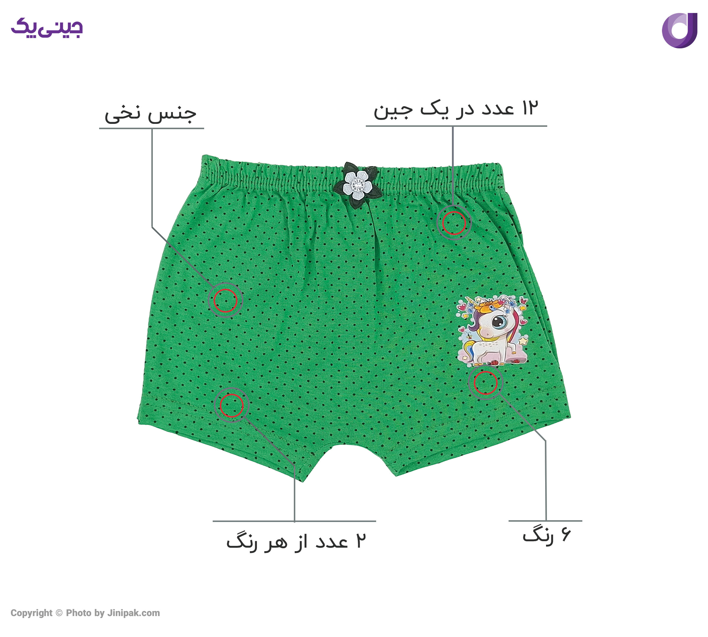  شورت نخی نیم پا دخترانه خالدار جلو چاپ