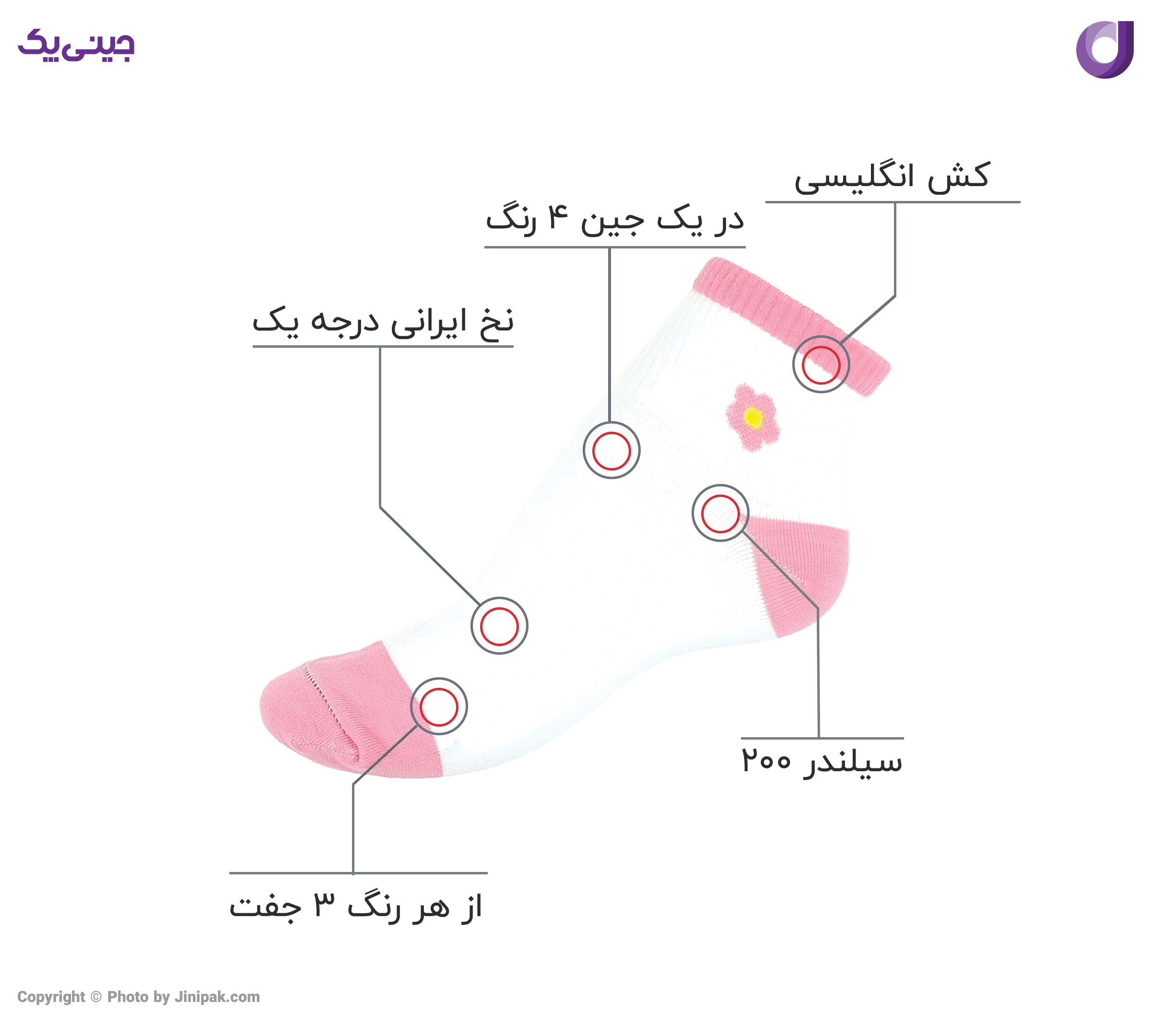 جوراب نخی مچی کش انگلیسی زنانه فانتزی طرح گل رز