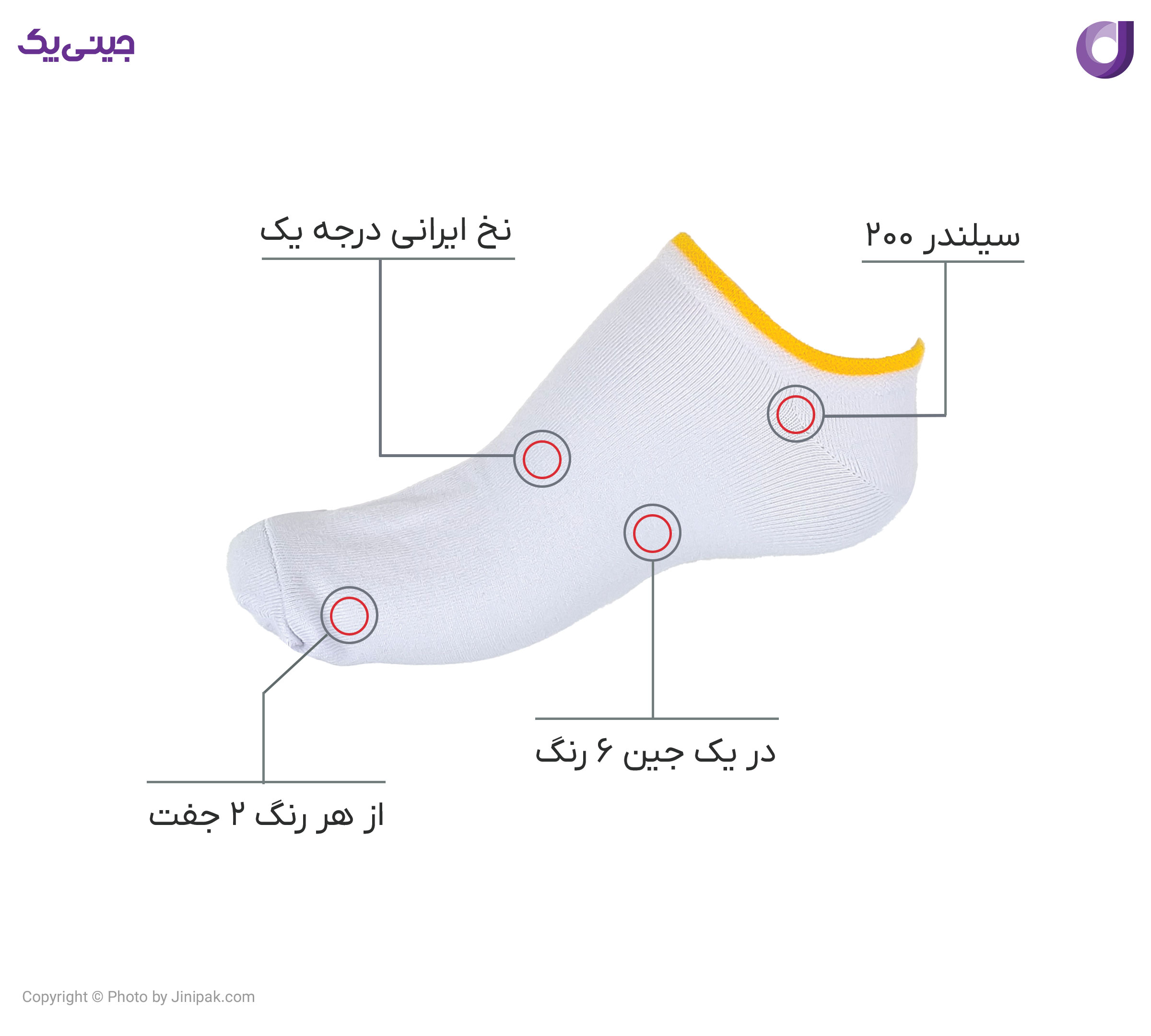 جوراب کتونی نخی زنانه فانتزی طرح سفید کش رنگی