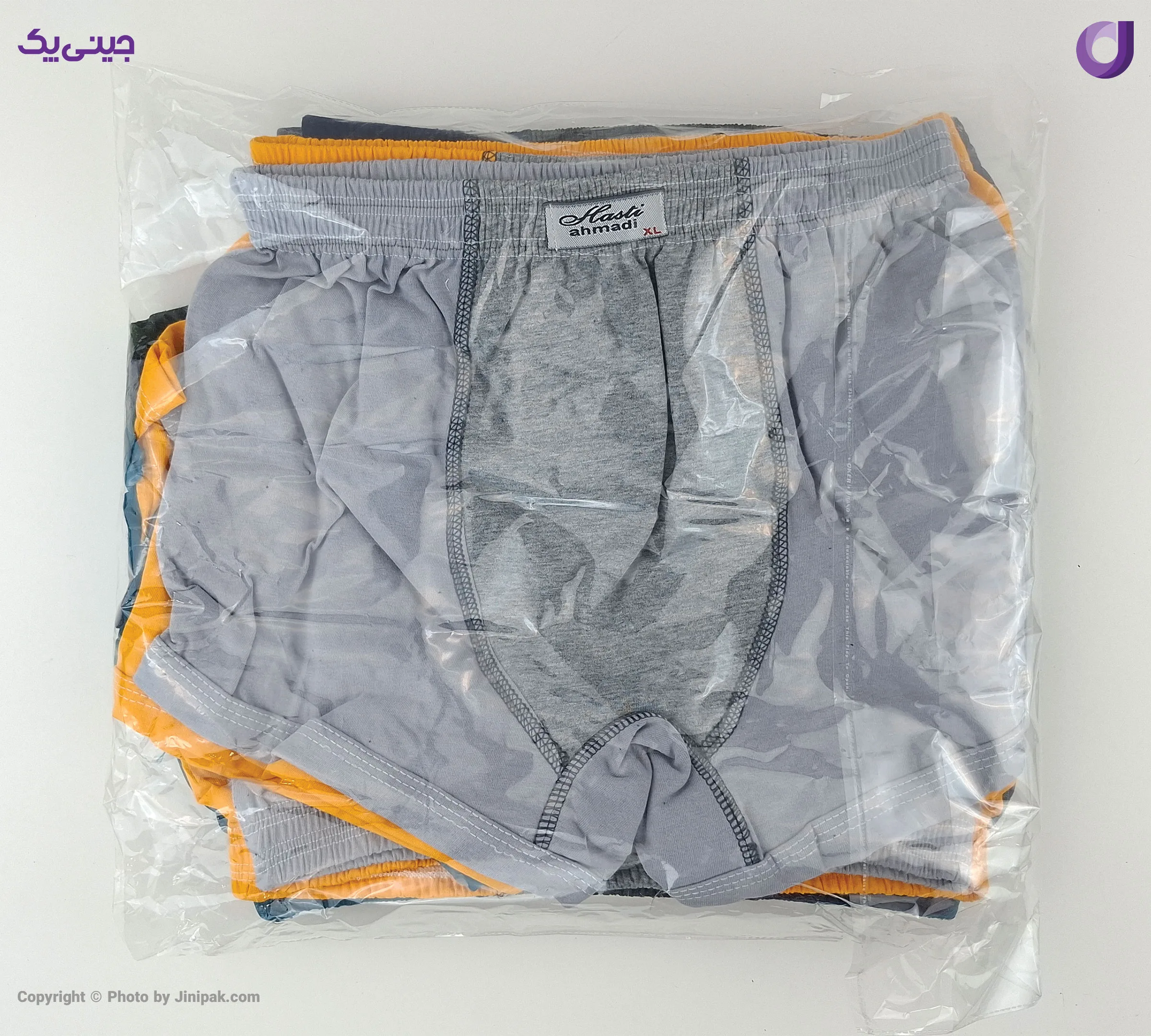 شورت نیم پا مردانه نخی طرح رنگی جلو طوسی سایز XL 