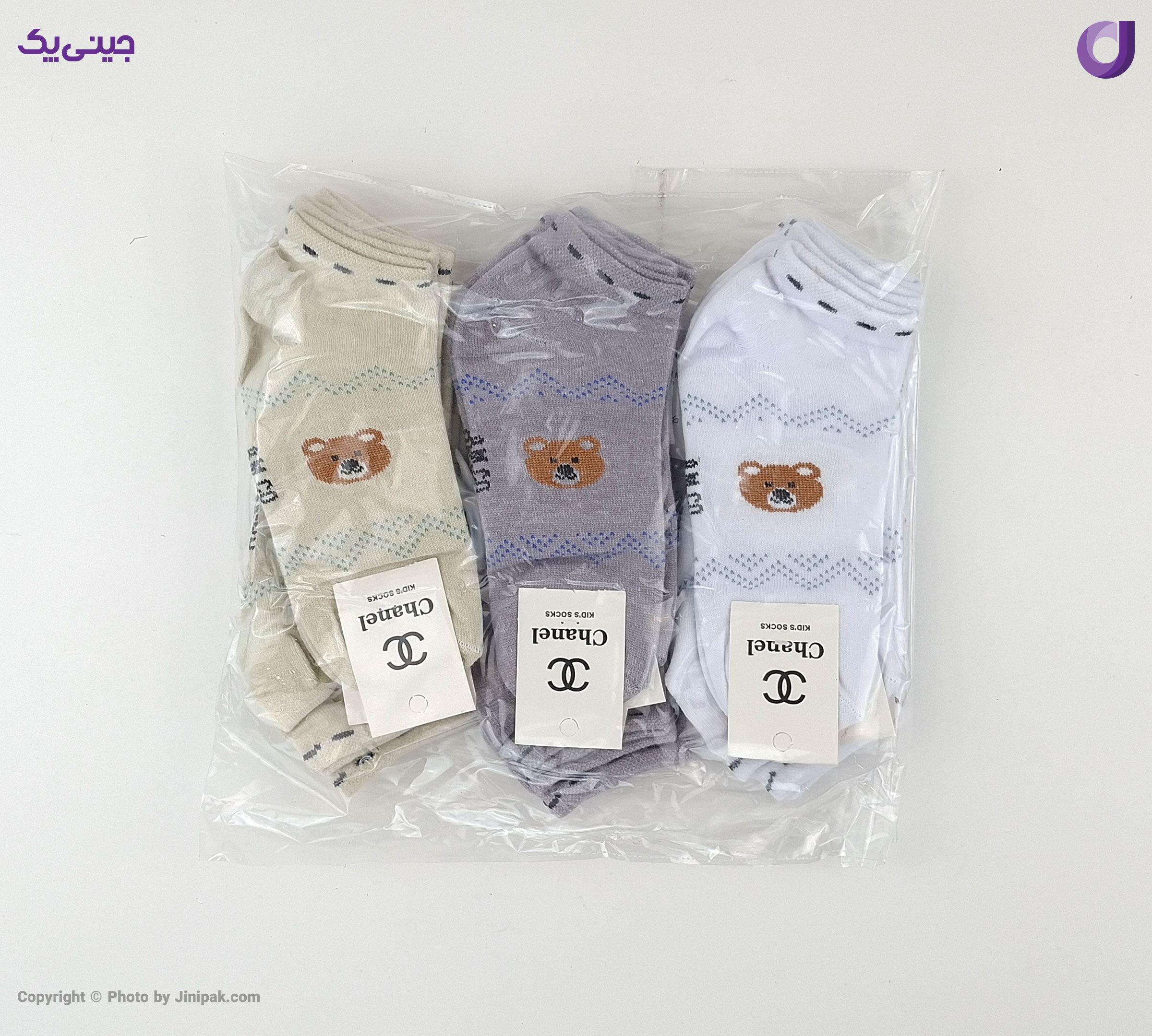 جوراب مچی نخی بچگانه 7 تا 9 سال طرح تدی