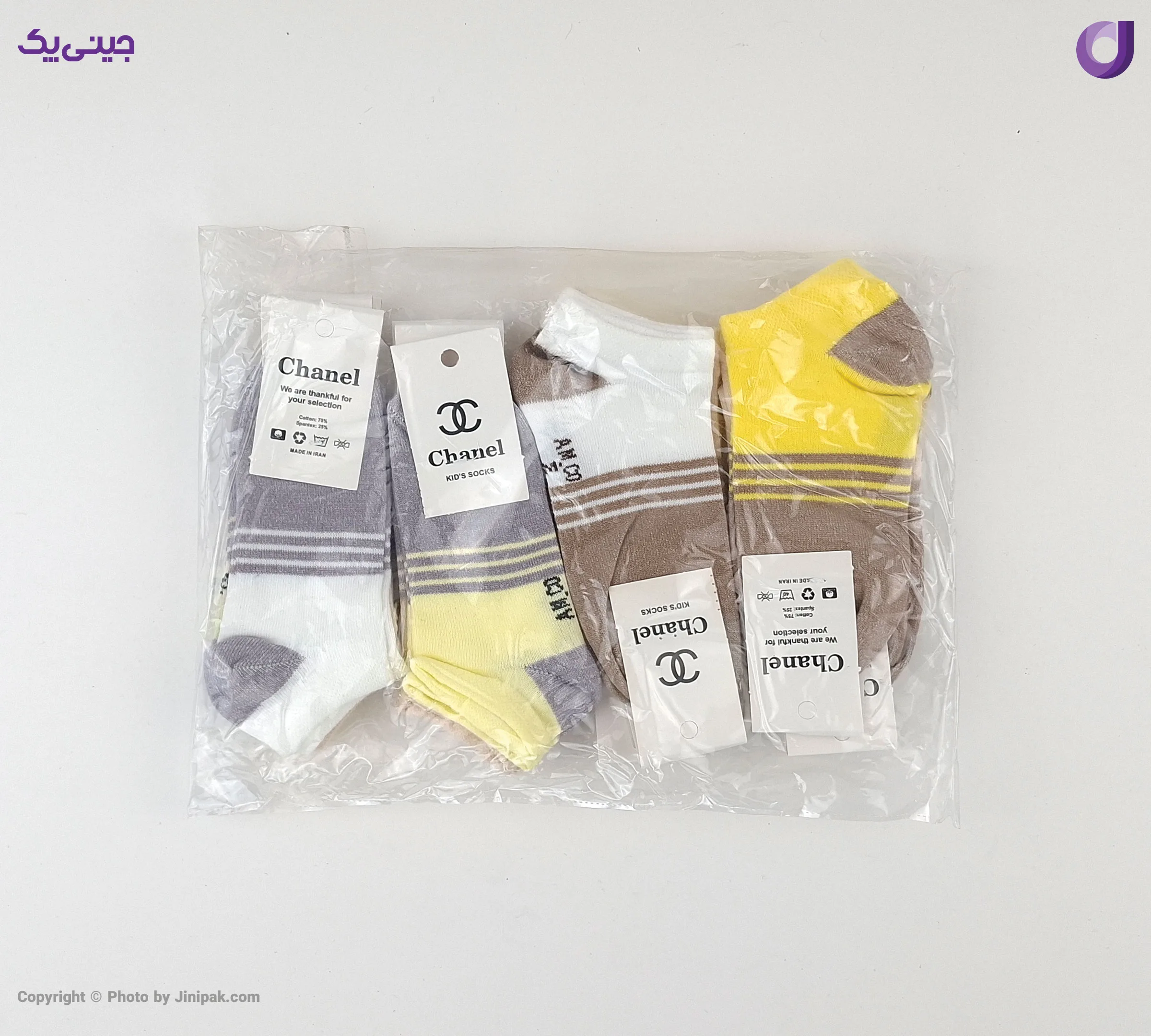  جوراب مچی نخی بچگانه 3 تا 6 سال طرح دو رنگ