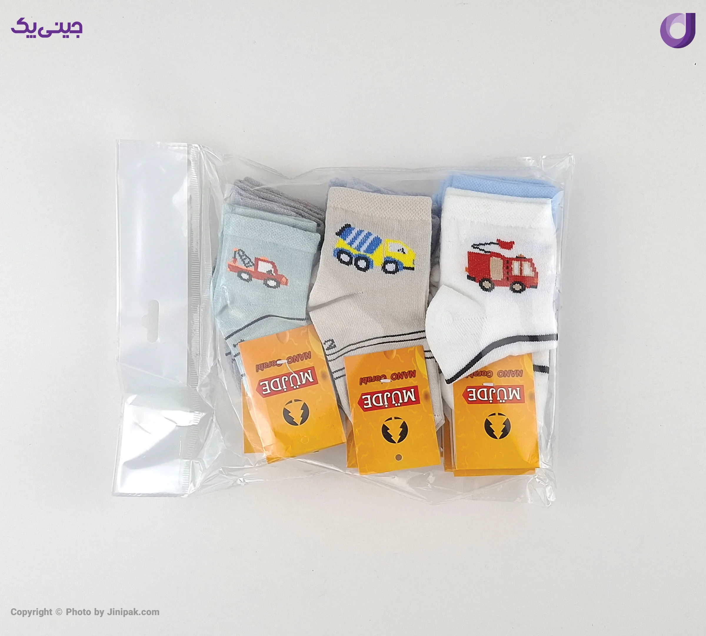 جوراب نخی مچی 1-2-3 سال طرح ماشین