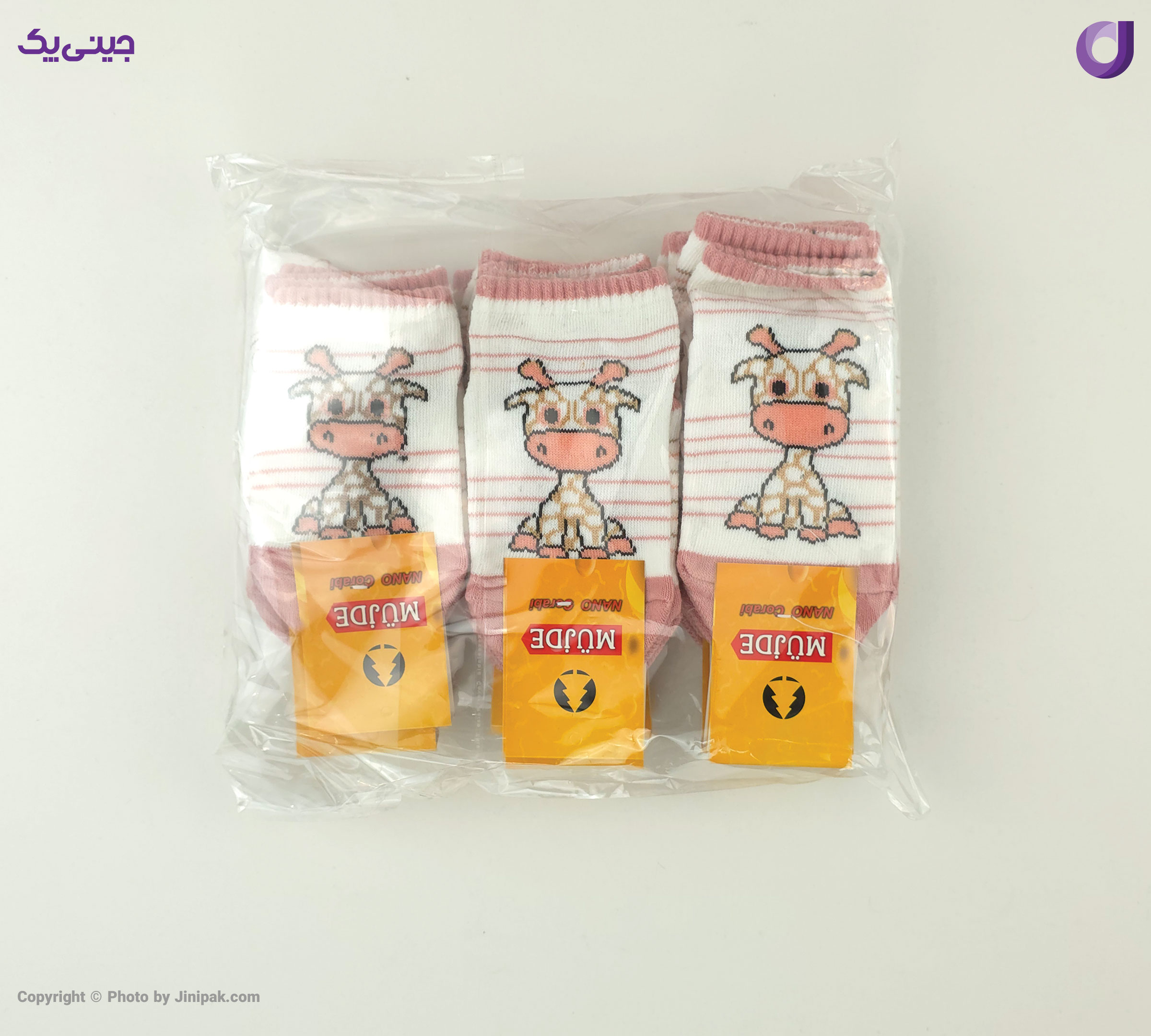جوراب مچی نخی بچگانه تا به تا 2-3-4 سال طرح زرافه