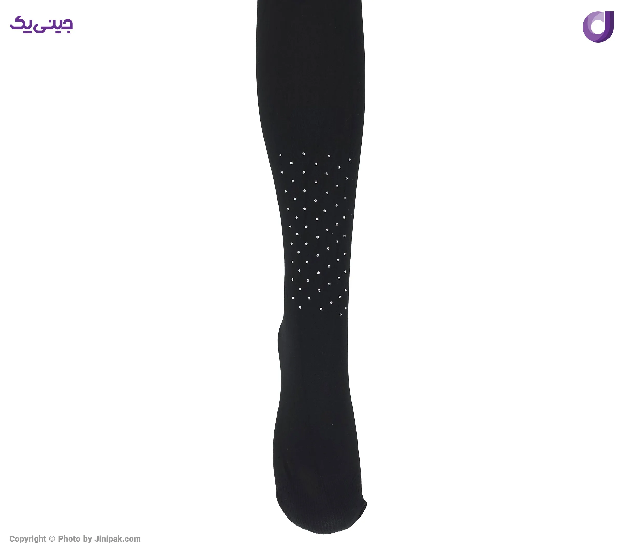 جوراب شلواری ساپورت دخترانه نخی طرح مشکی نگین دار