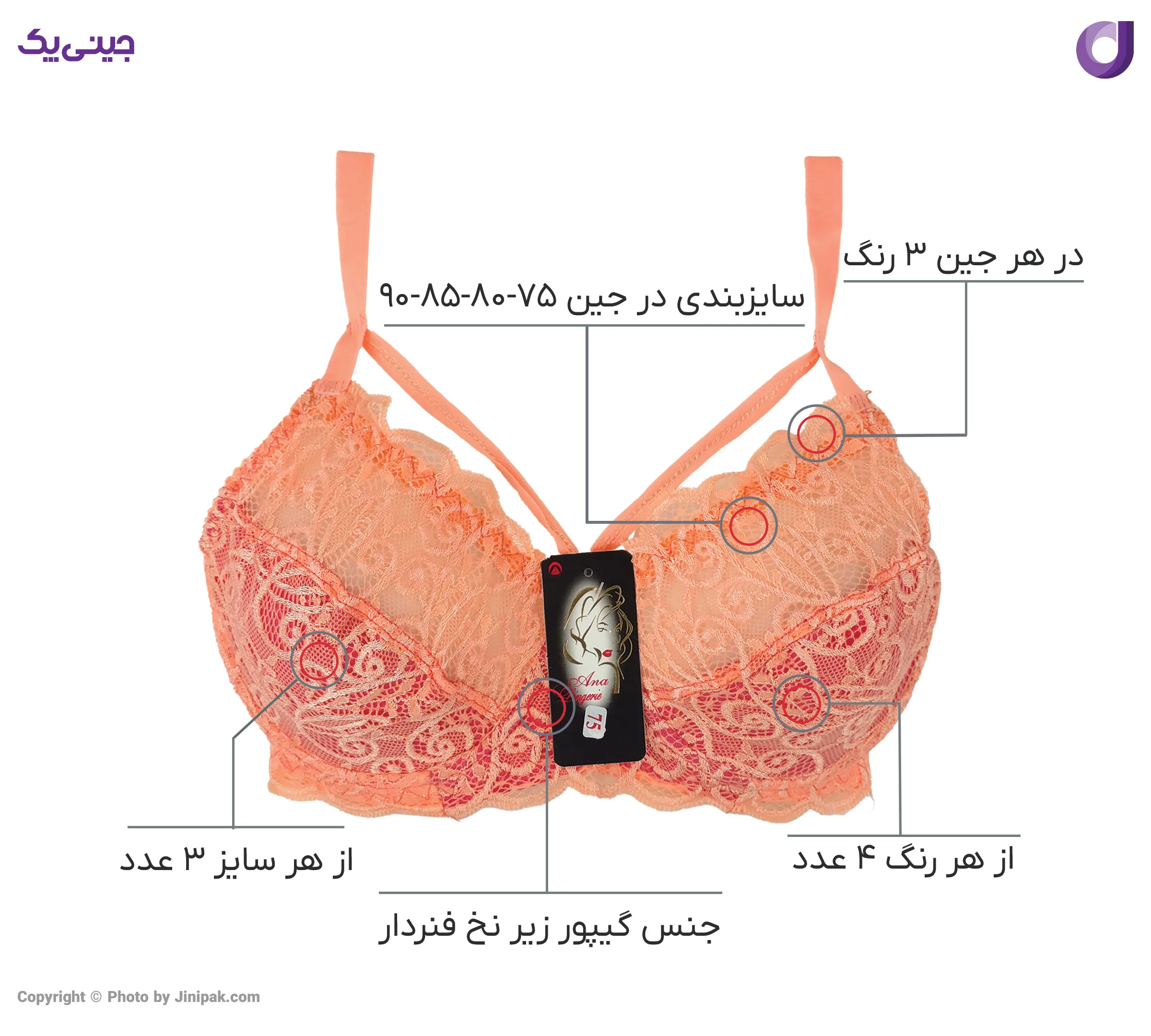 سوتین زنانه گیپور زیر نخ فنردار هارنس