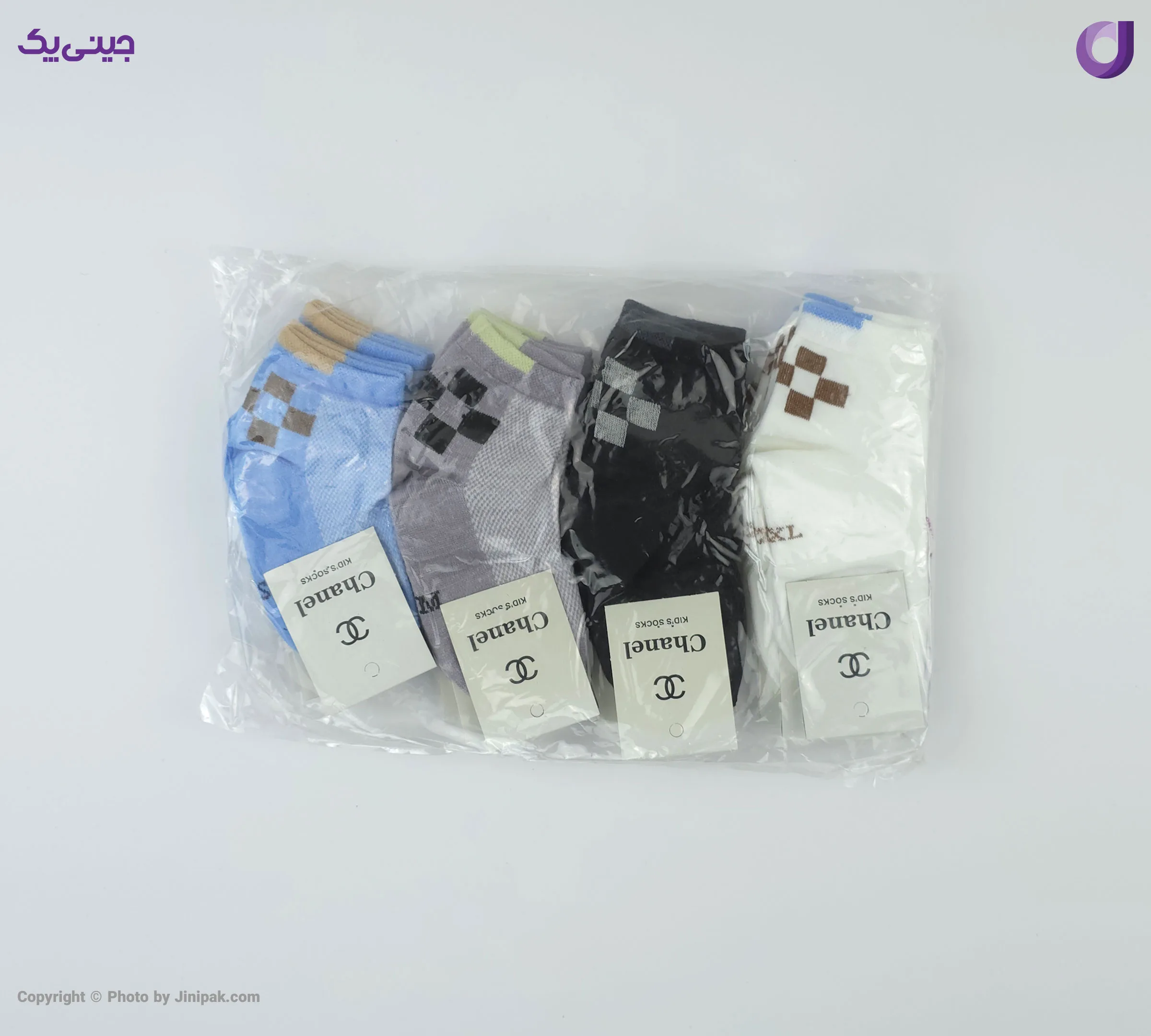 جوراب مچی نخی بچگانه 3 تا 6 طرح شطرنجی