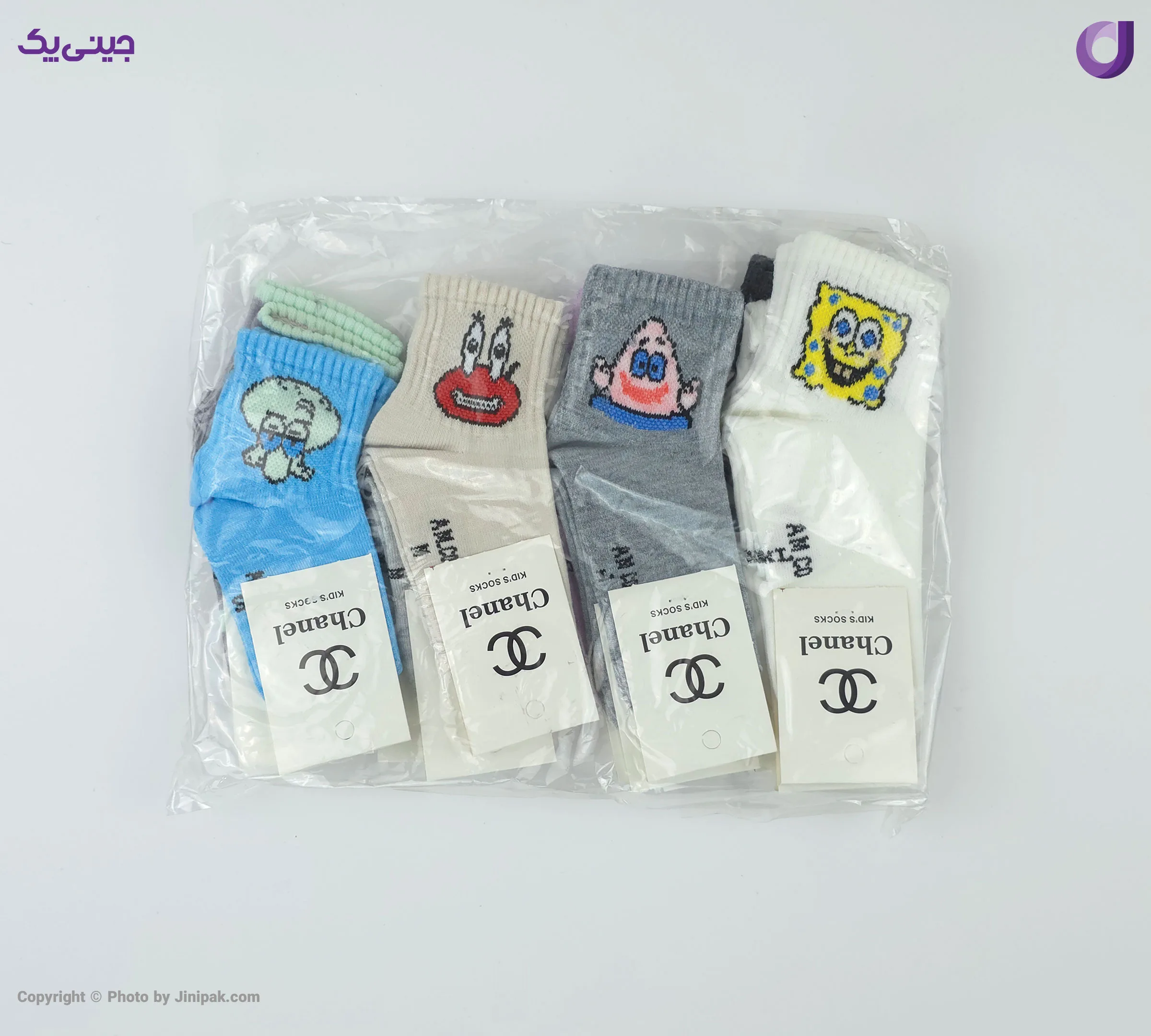 جوراب مچی نخی بچگانه 3 تا 6 طرح باب اسفنجی