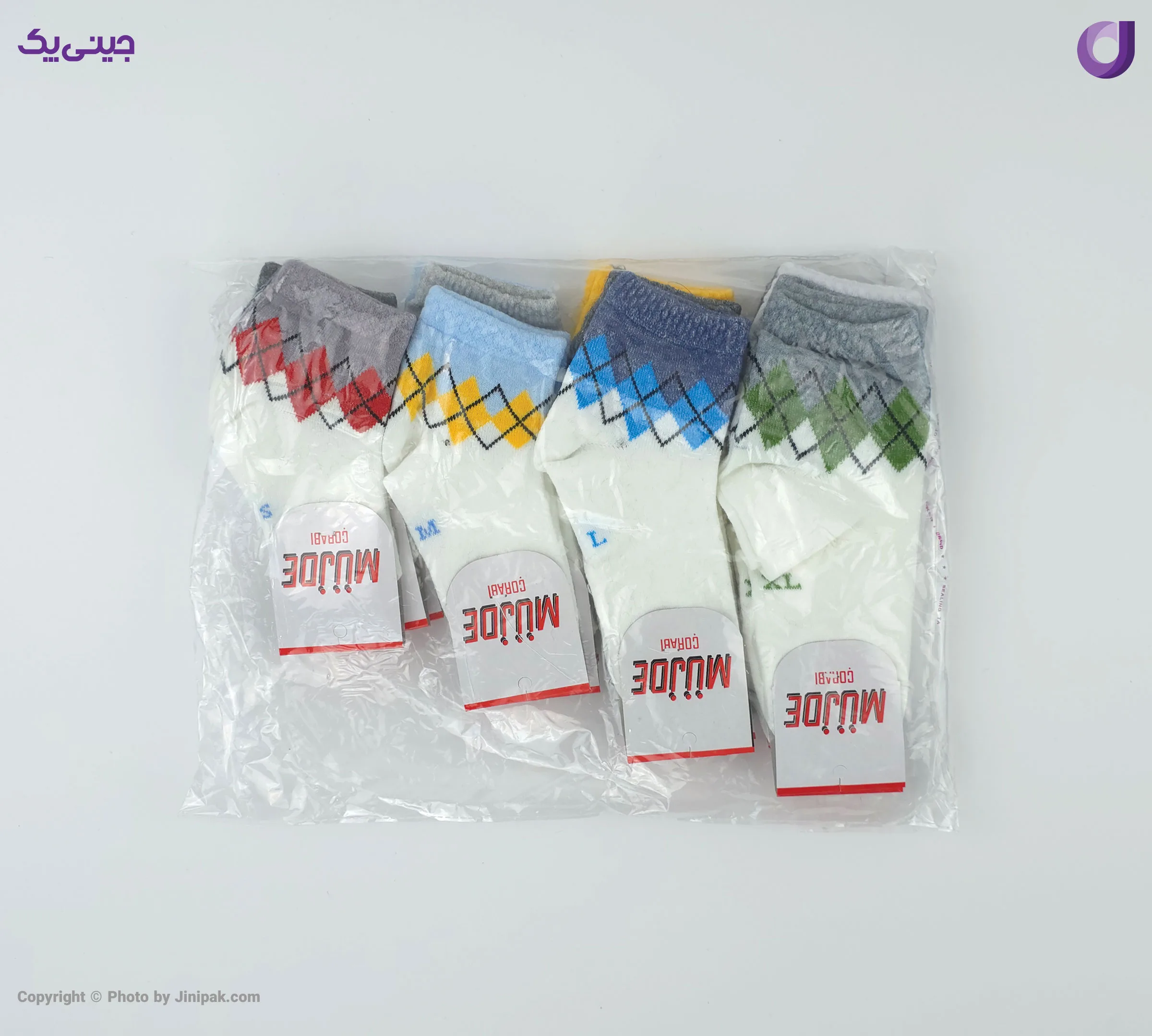جوراب مچی نخی بچگانه 3 تا 6 طرح اسکاچ رنگی