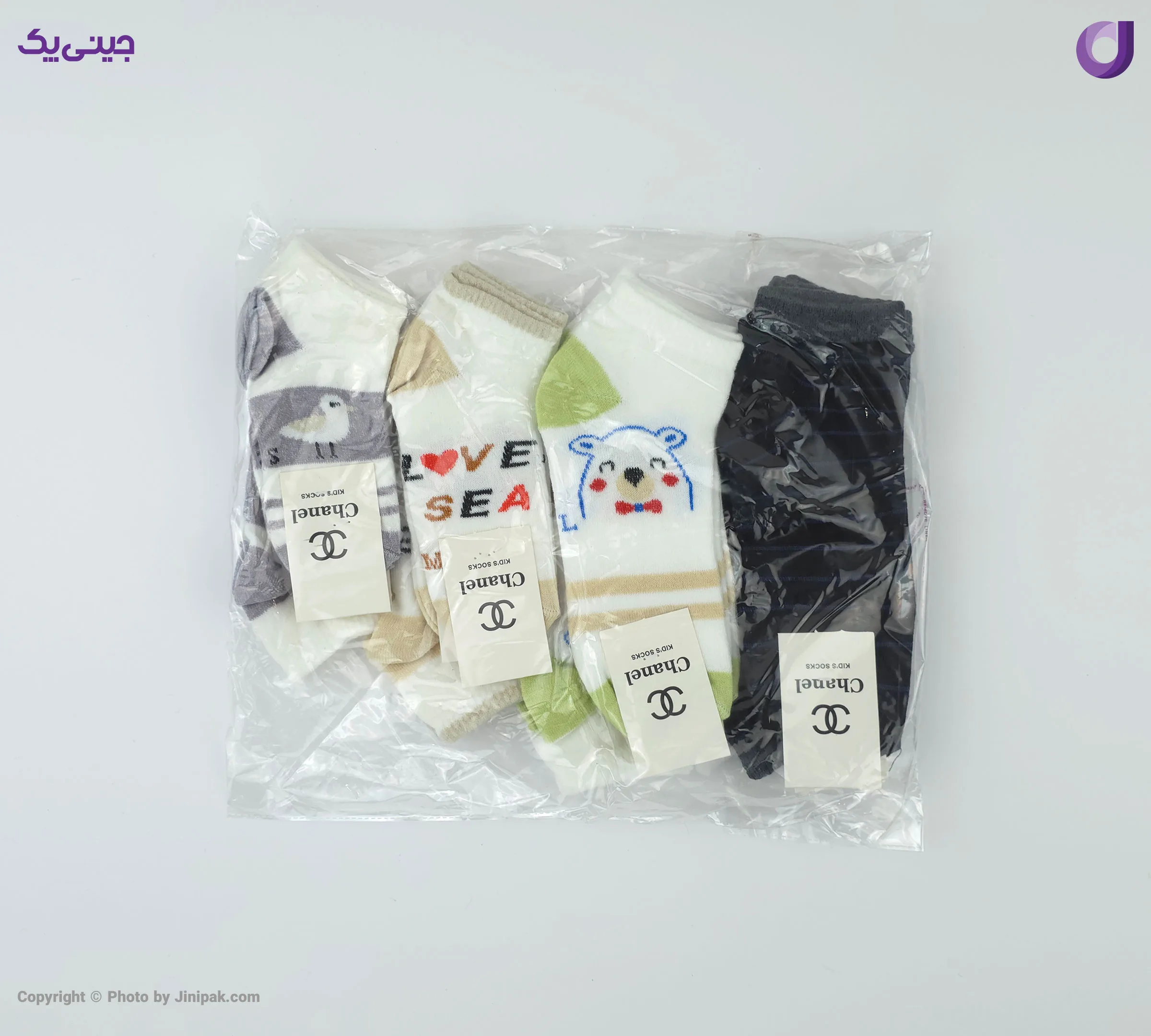 جوراب مچی نخی بچگانه 3 تا 6 طرح خرس