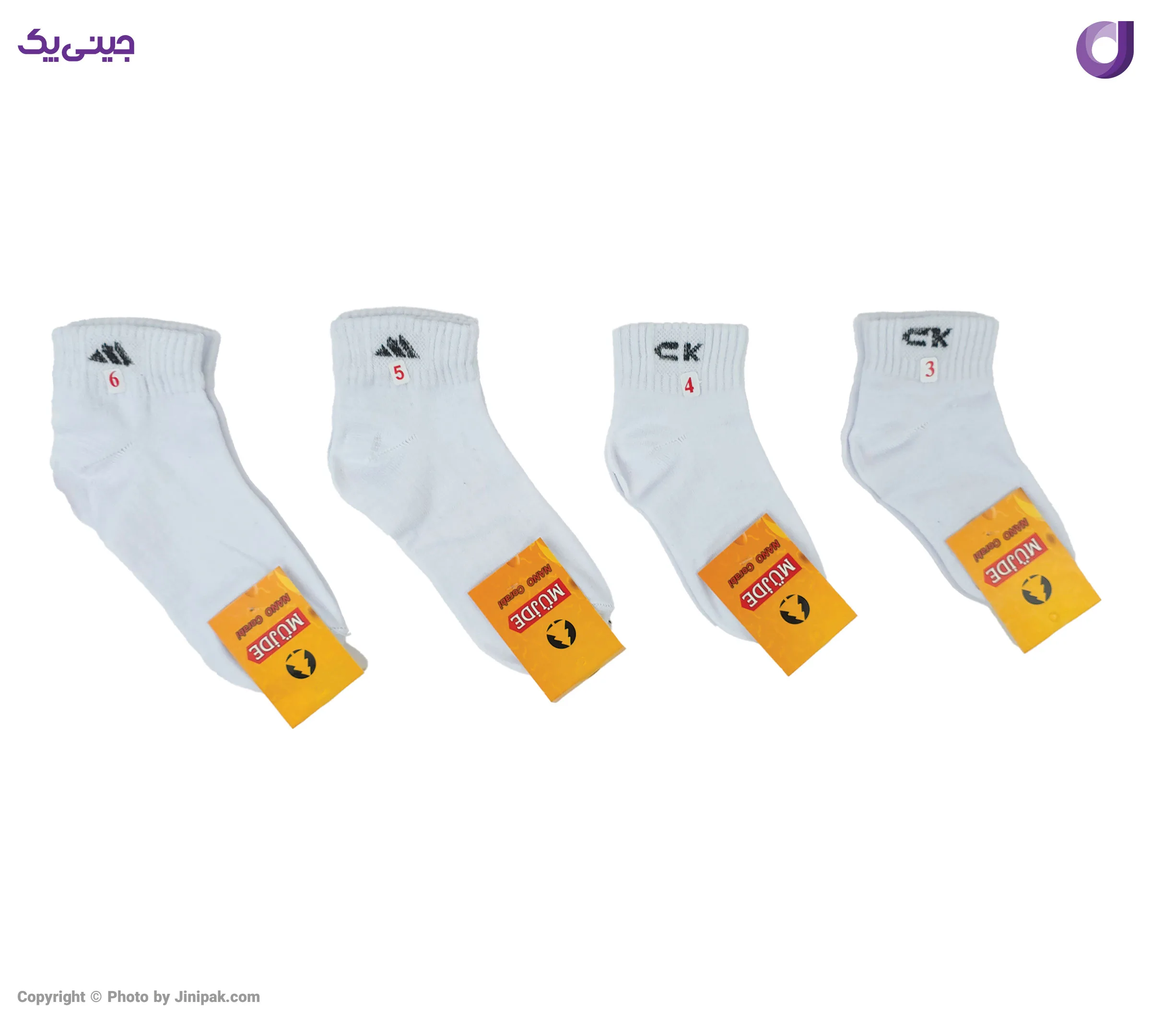 جوراب نیم ساق نخی بچگانه 3 تا 6 طرح سفید اسپرت