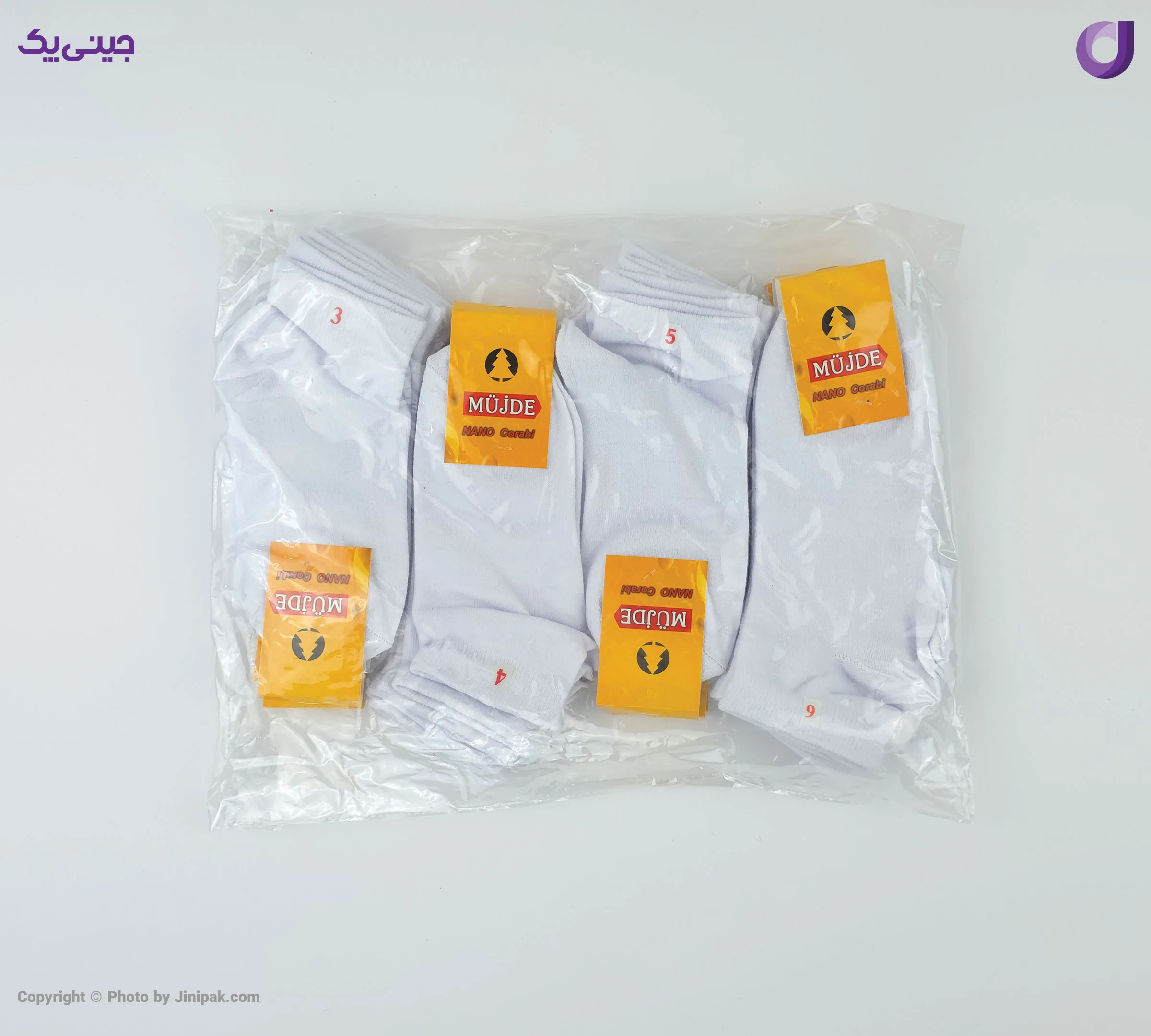 جوراب نیم ساق نخی بچگانه 3 تا 6 طرح سفید ساده