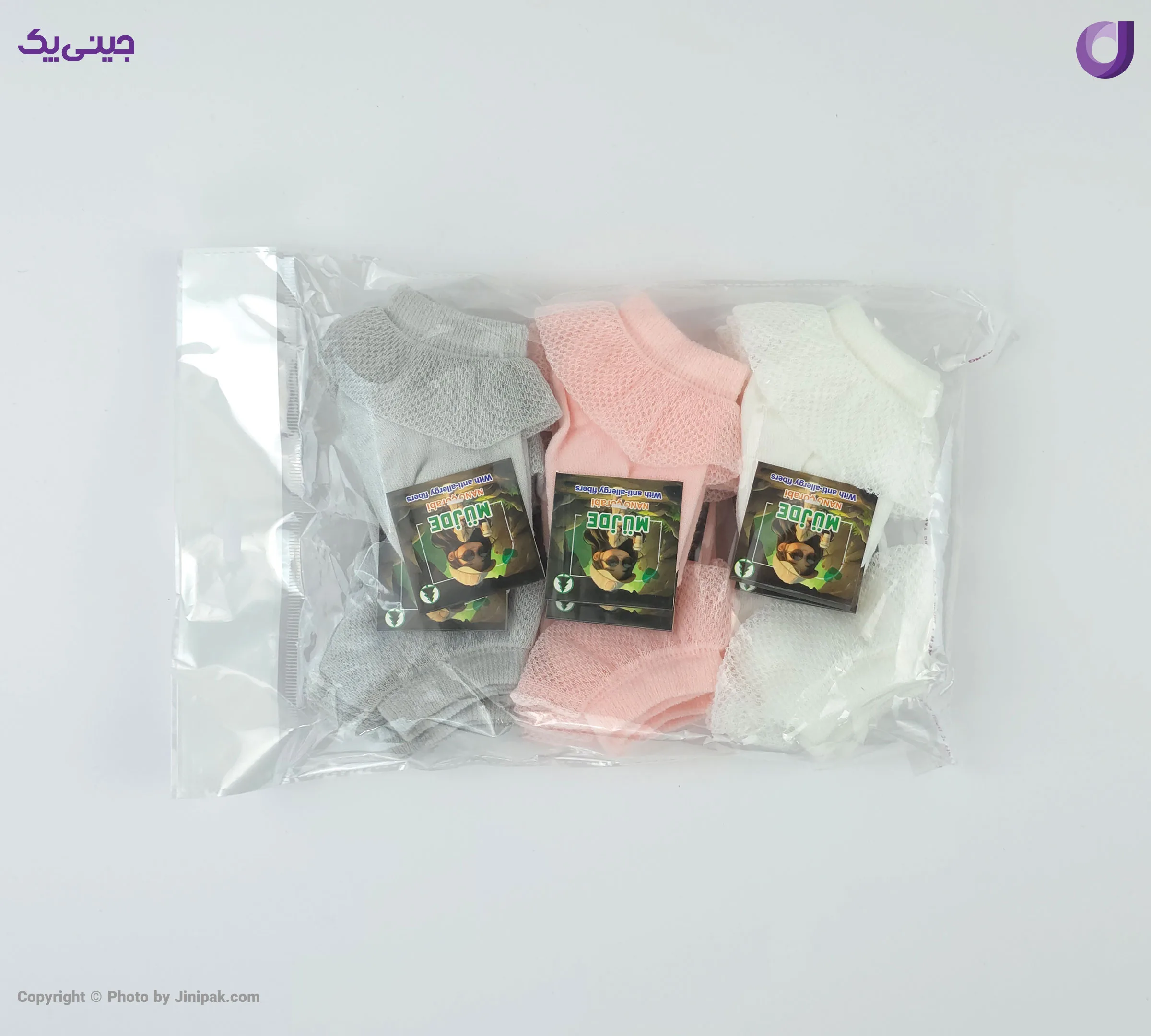 جوراب مچی نخی نوزادی لبه توری 