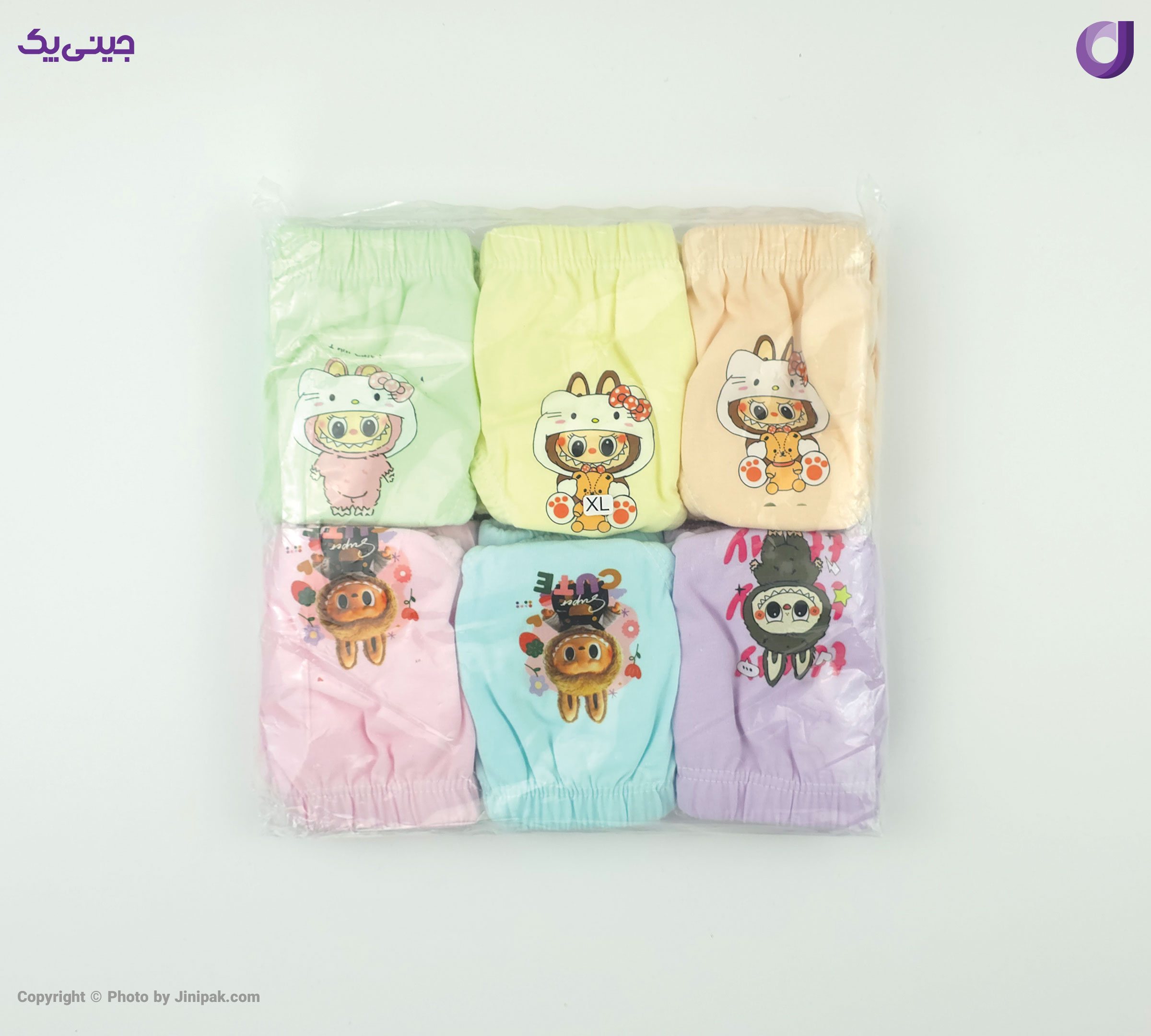 شورت اسلیپ نخ پنبه دخترانه جلو چاپ طرح  لبوبو