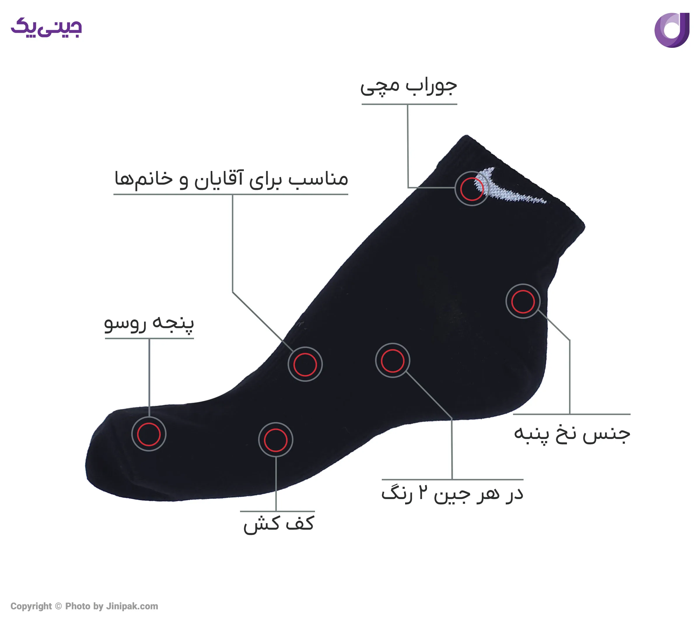 جوراب نخ پنبه مردانه و زنانه مچی نایک