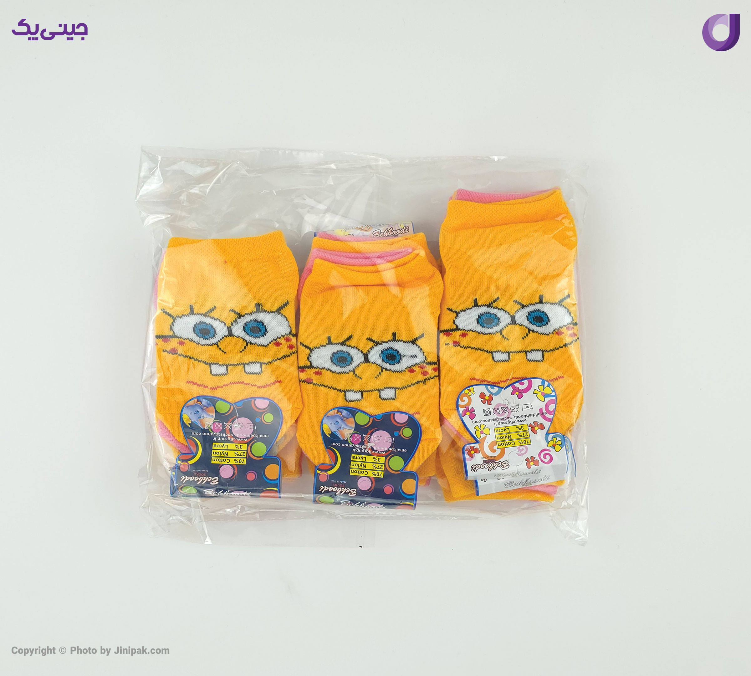 جوراب مچی نخی بچگانه تا به تا 2-3-4 سال طرح باب اسفنجی و پاتریک