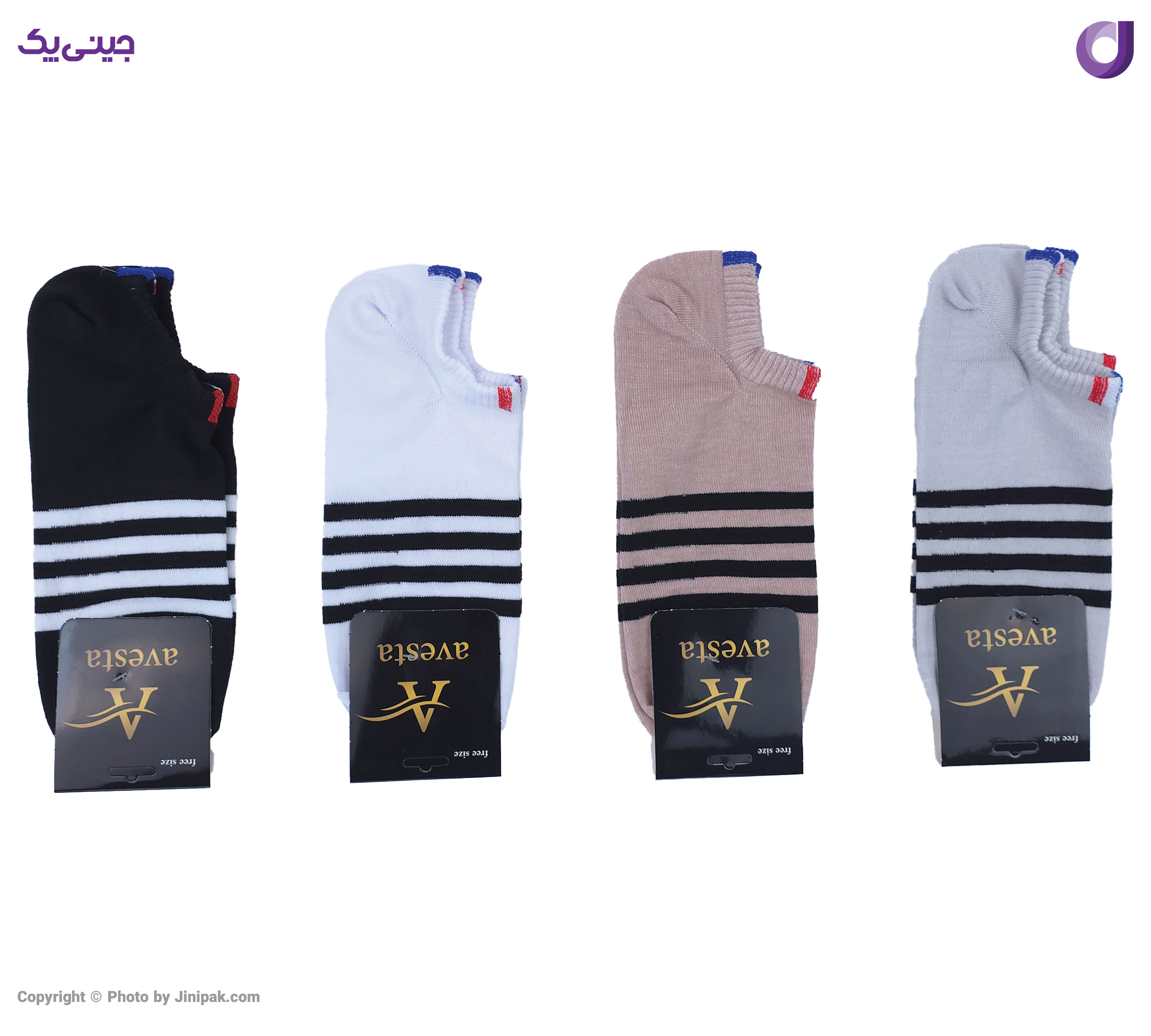 جوراب کتونی نخی زنانه و مردانه طرح خط دار