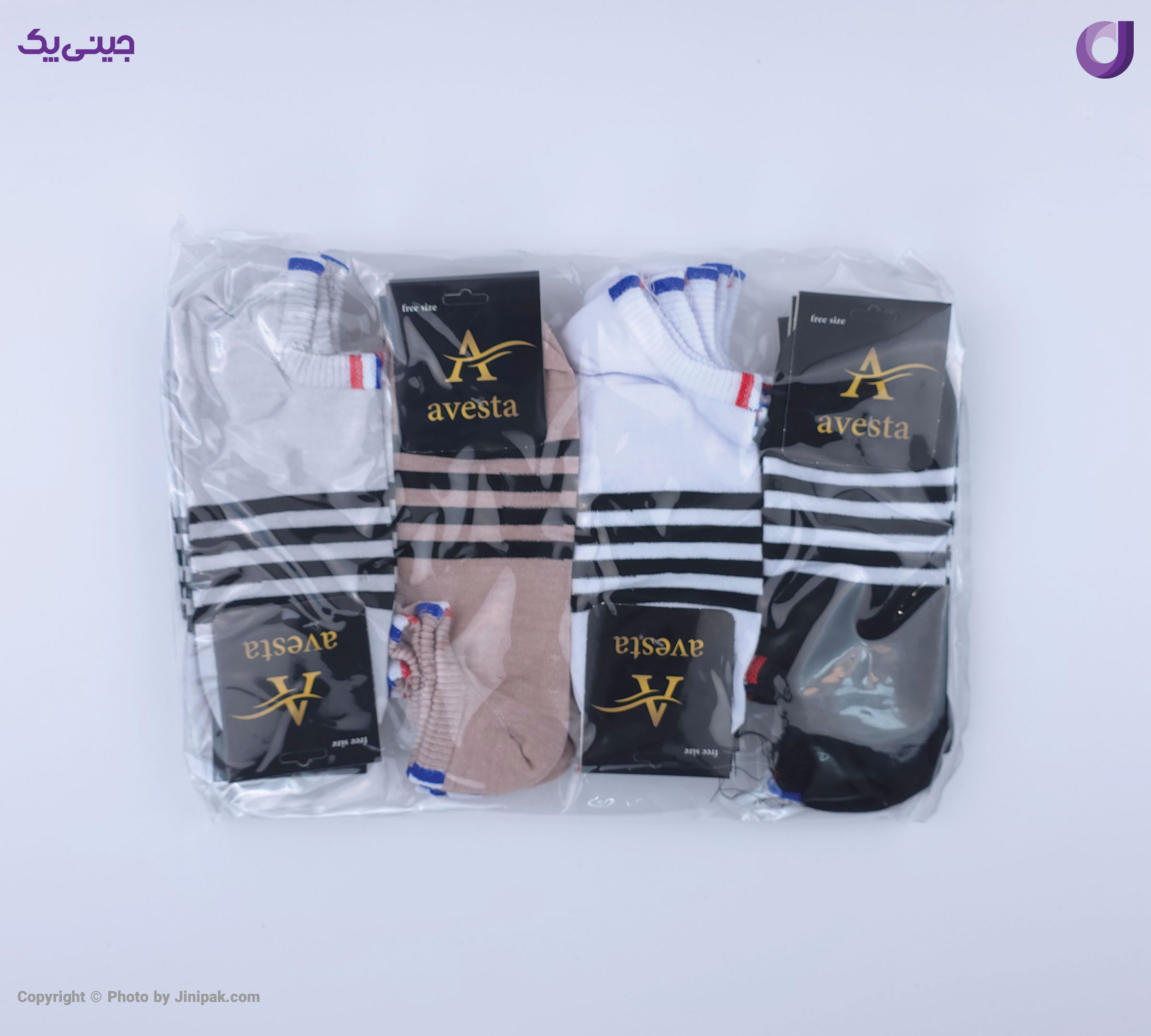 جوراب کتونی نخی زنانه و مردانه طرح خط دار