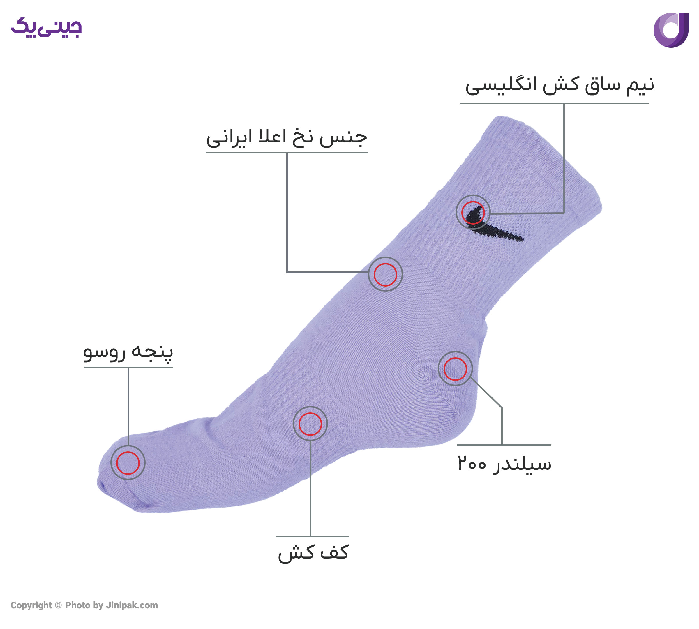 جوراب نخی زنانه و مردانه نیم ساق اعلا 12 رنگ طرح نایک