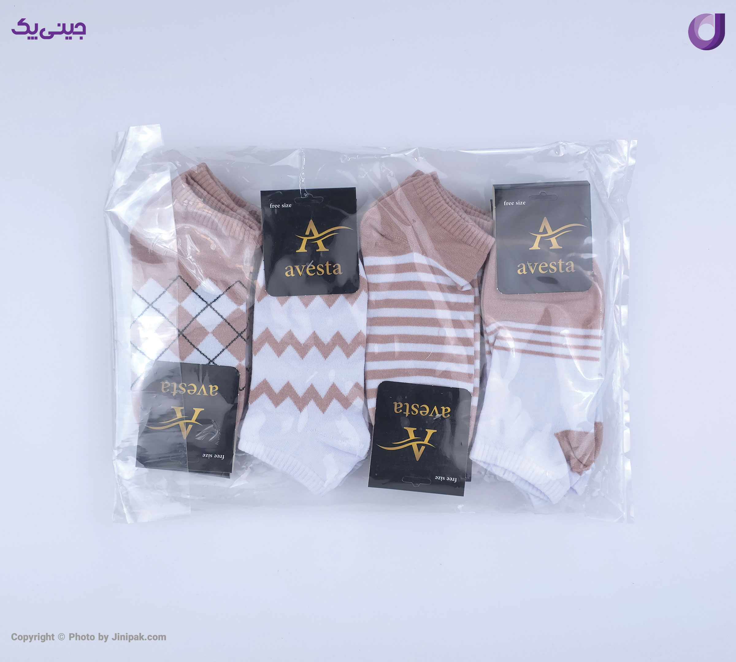 بسته بندی محصول جوراب مچی نخی زنانه طرح اسکاچ