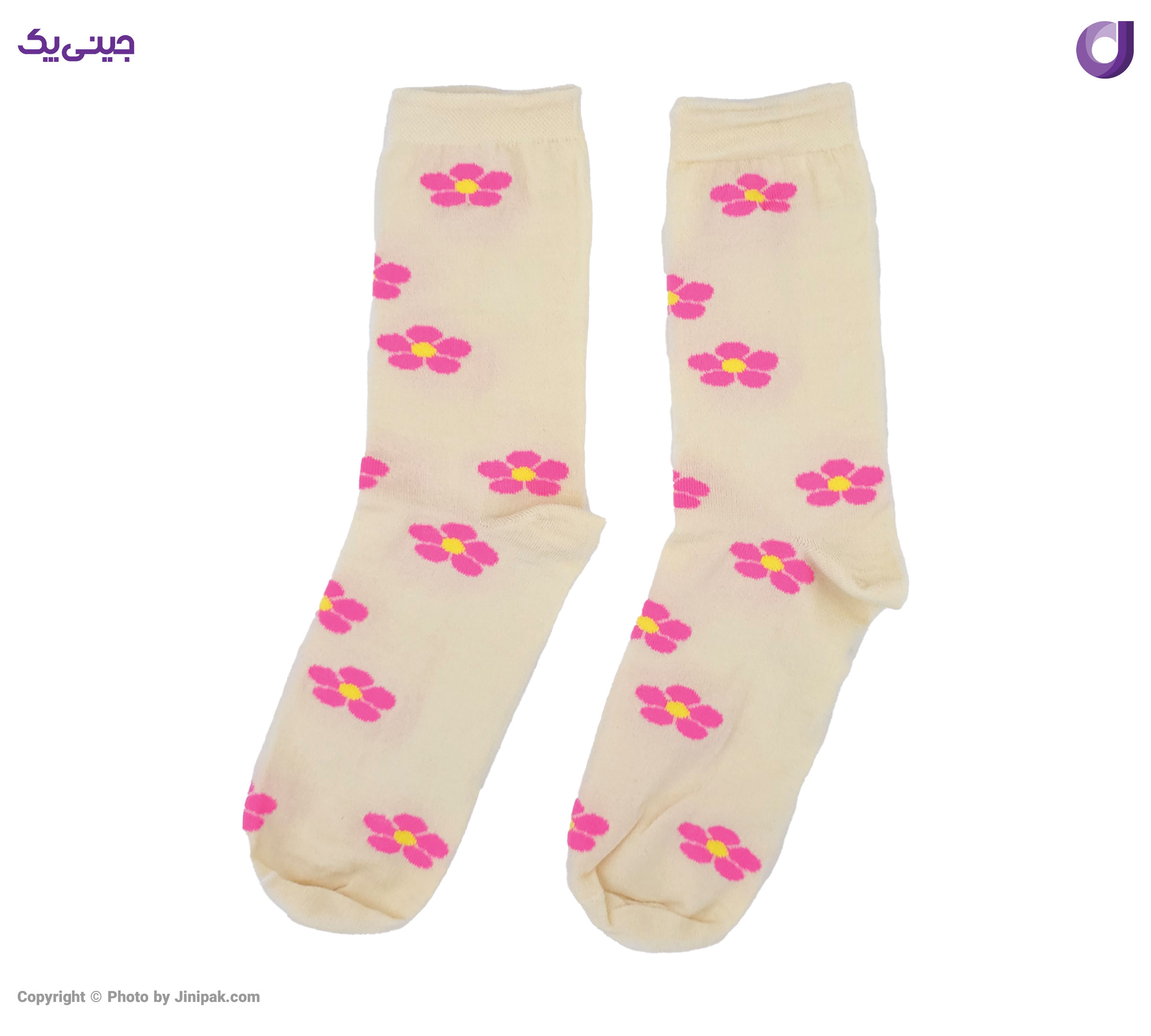 جوراب فانتزی نخی زنانه ساق بلند اعلا طرح گل