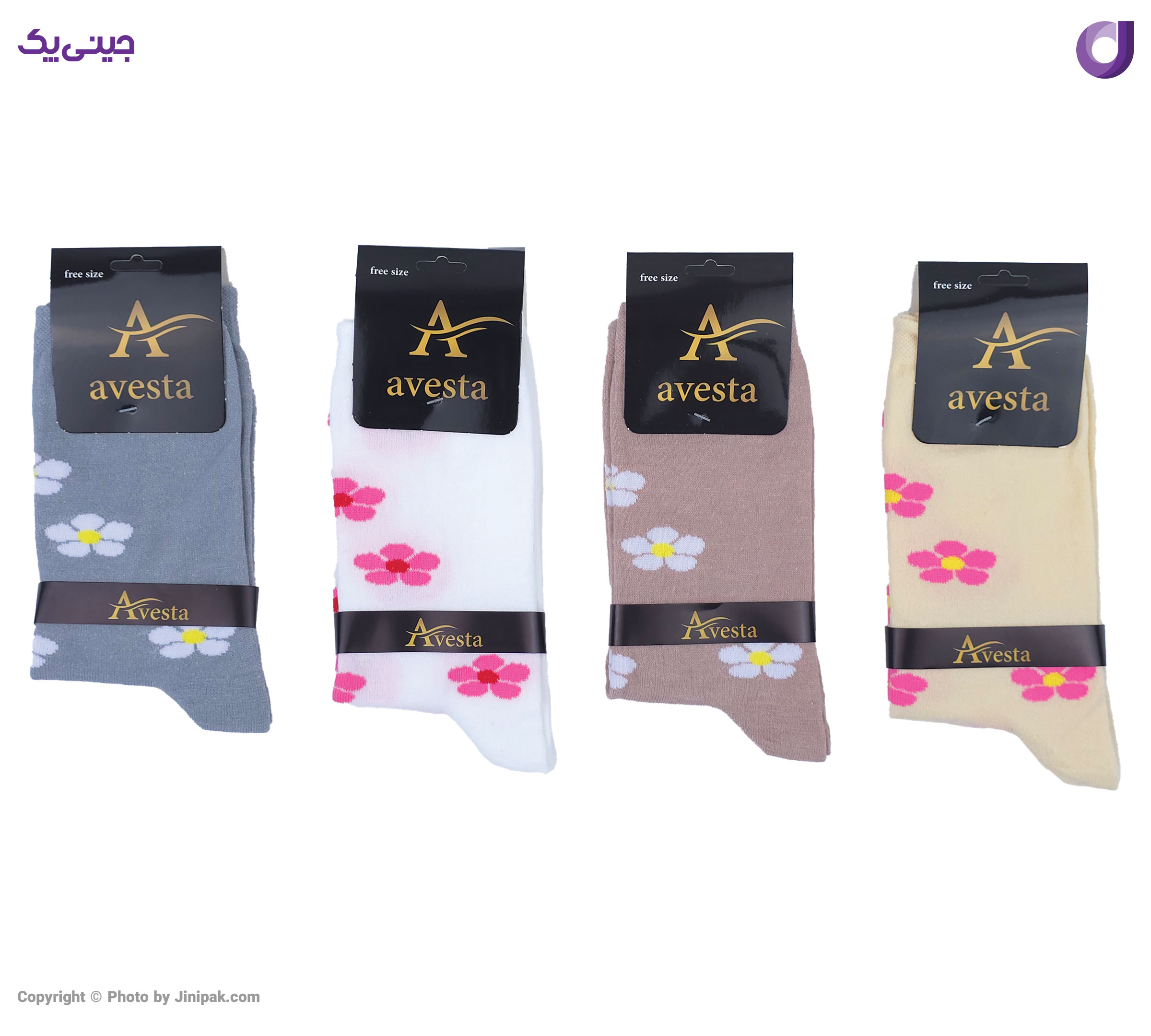 جوراب فانتزی نخی زنانه ساق بلند اعلا طرح گل