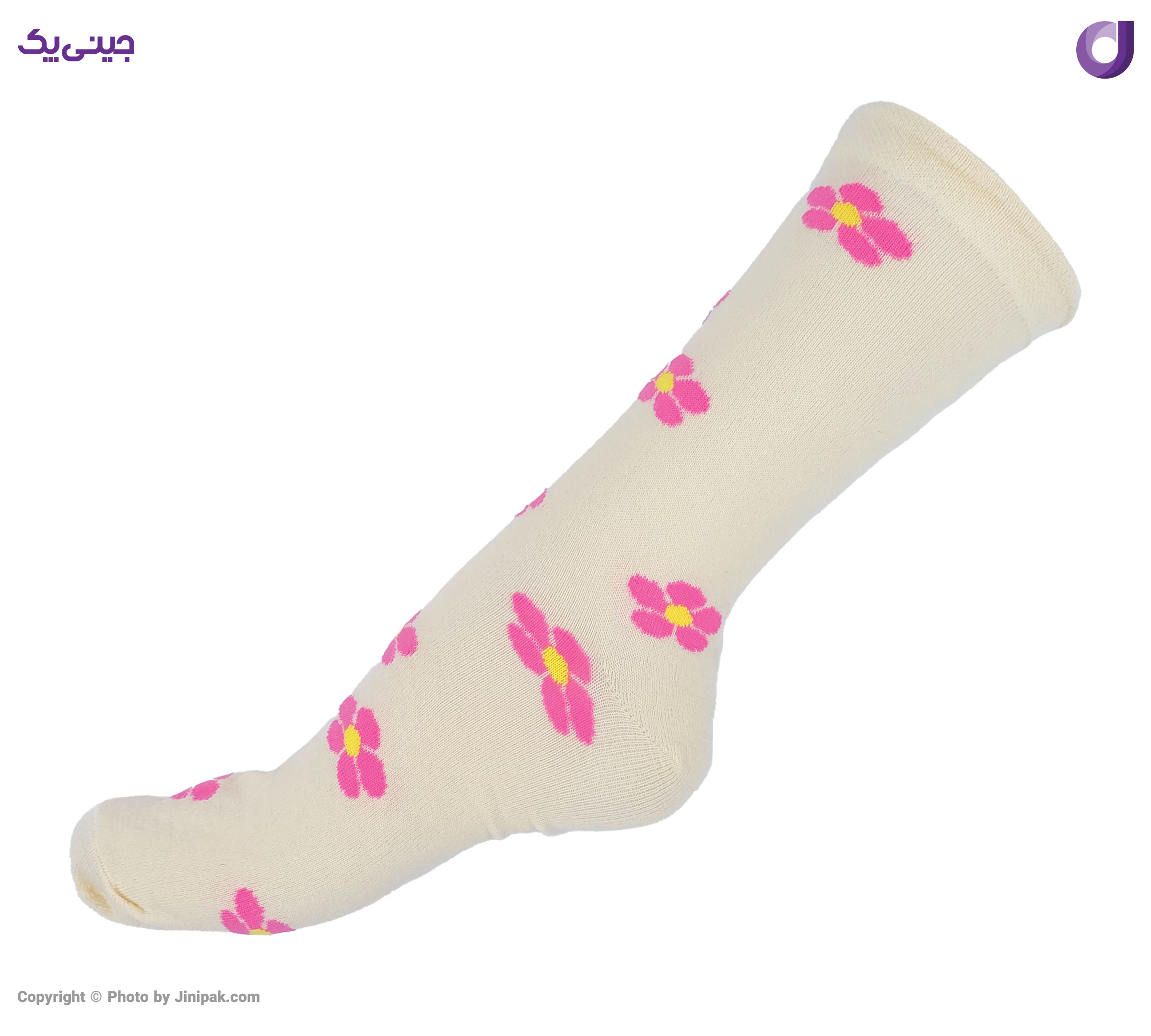 جوراب فانتزی نخی زنانه ساق بلند اعلا طرح گل