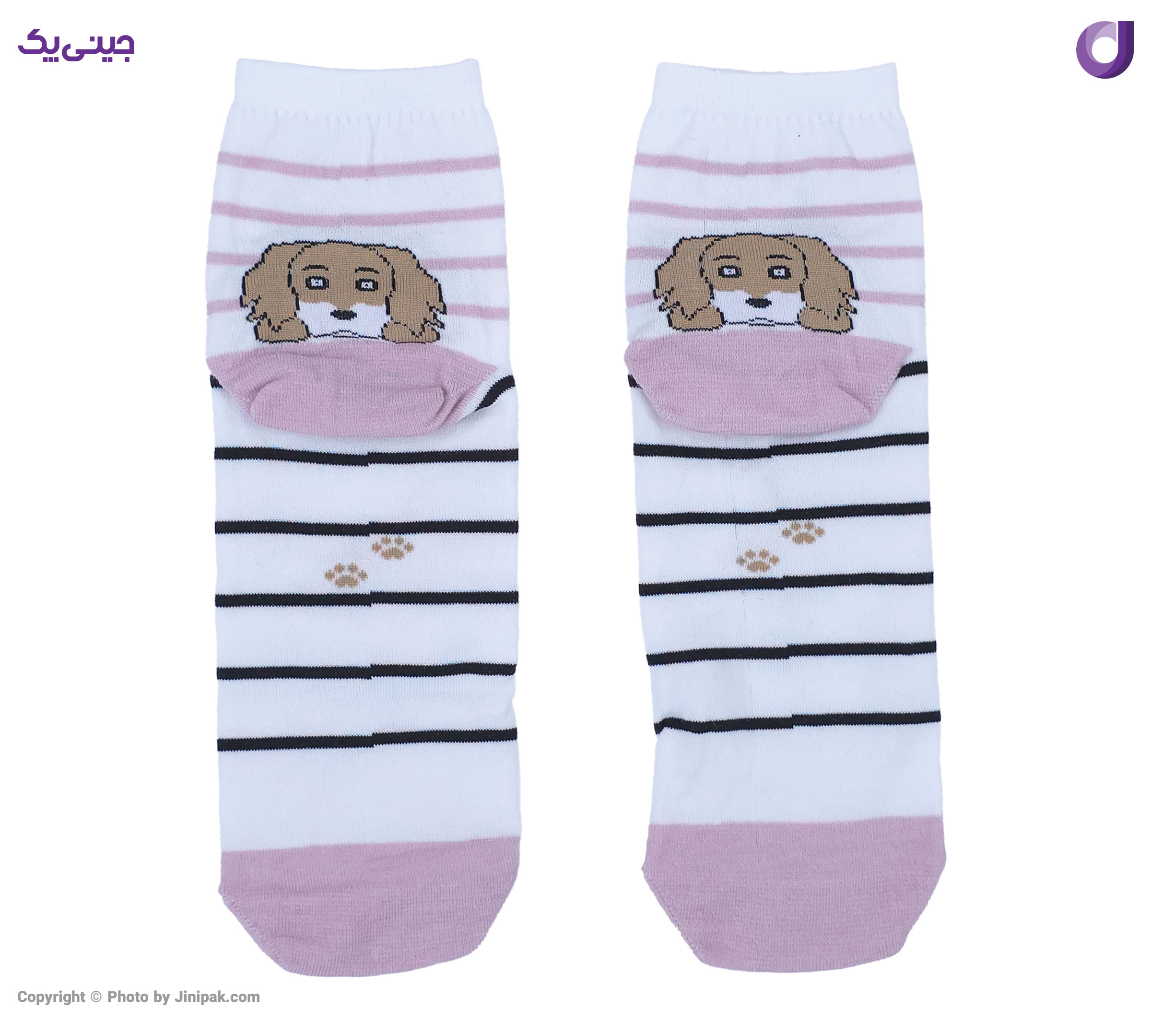 جوراب فانتزی نخی زنانه نیم ساق اعلا طرح سگ