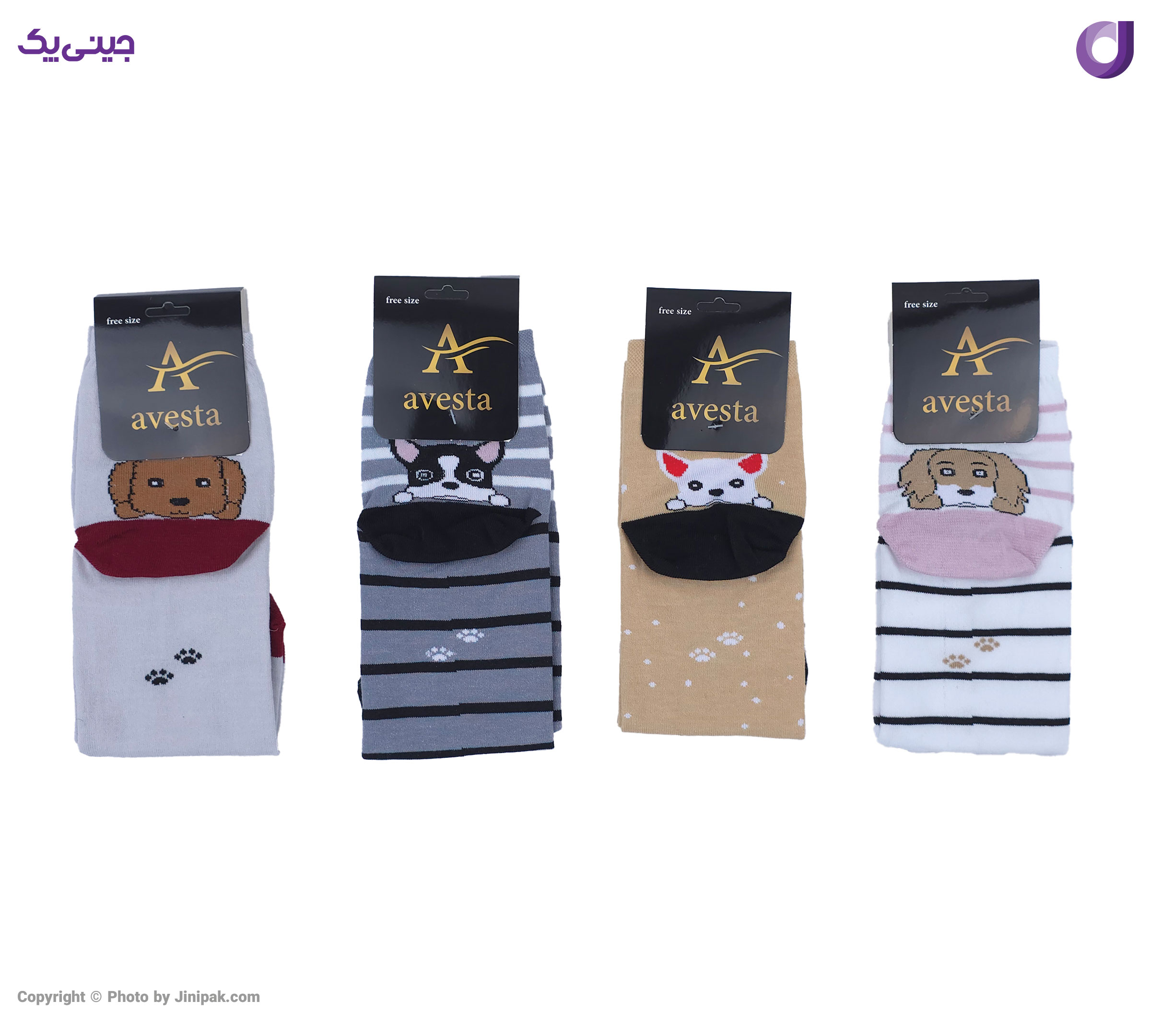 جوراب فانتزی نخی زنانه نیم ساق اعلا طرح سگ