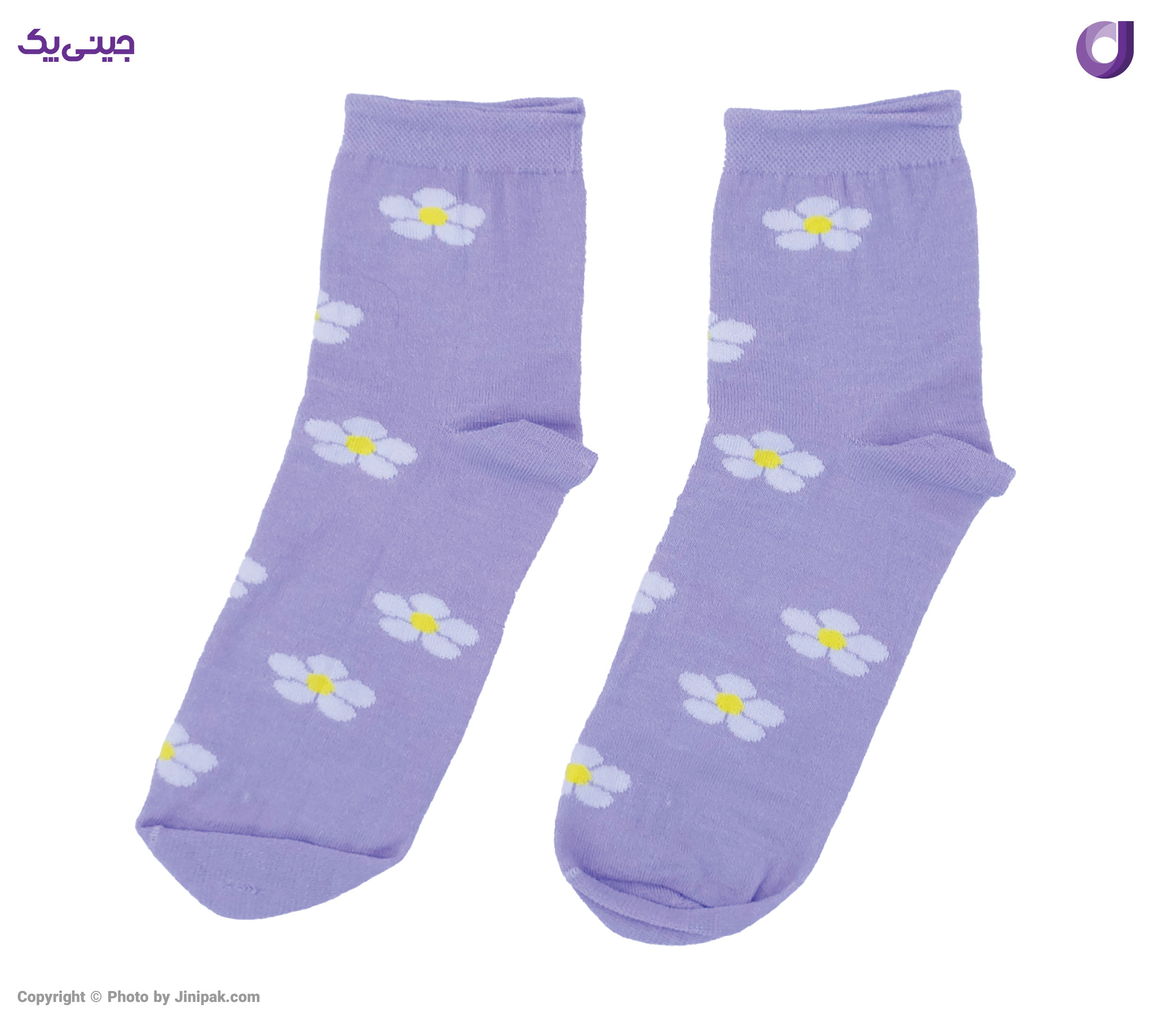 جوراب فانتزی نخی زنانه نیم ساق اعلا طرح گل