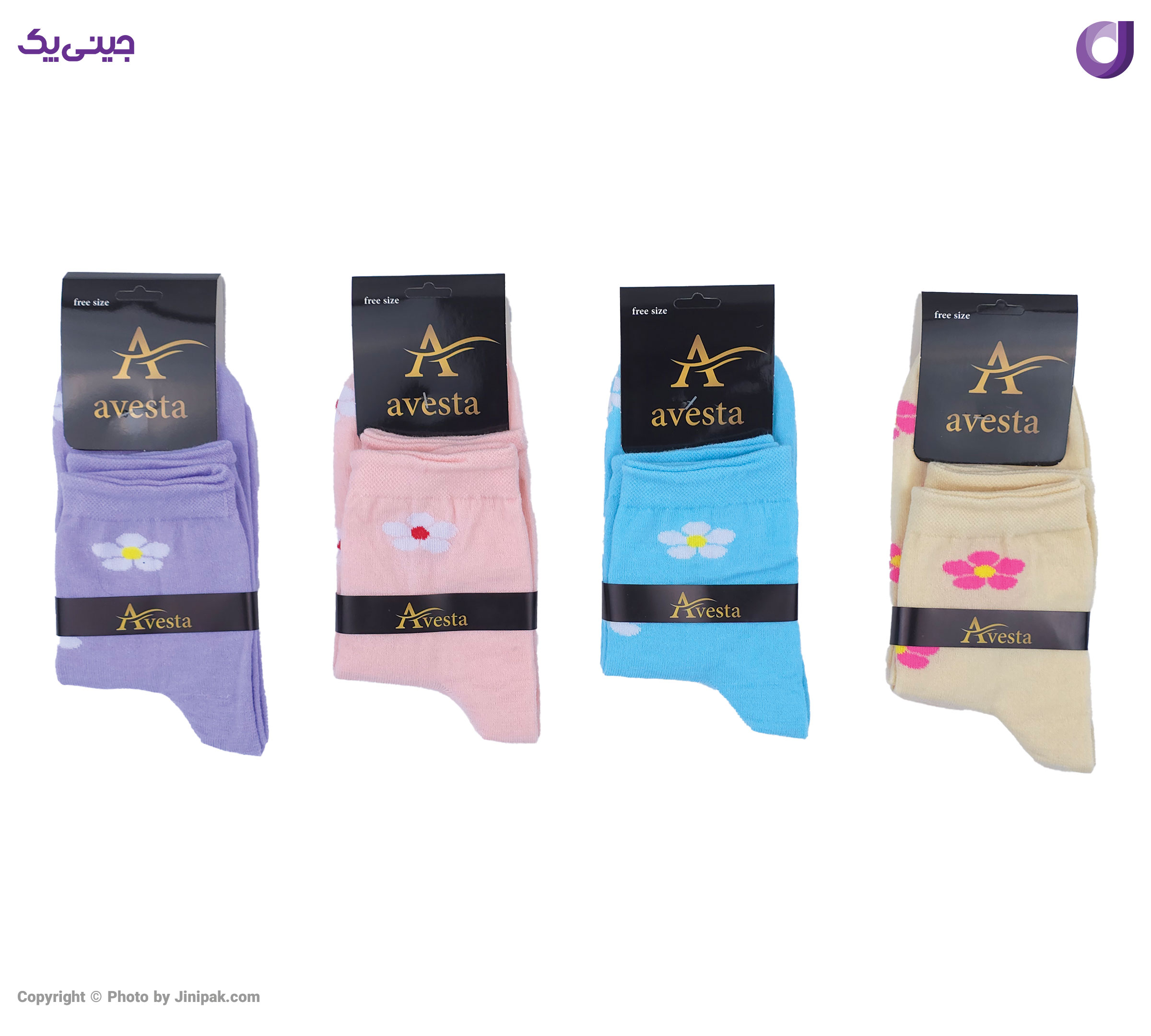 جوراب فانتزی نخی زنانه نیم ساق اعلا طرح گل