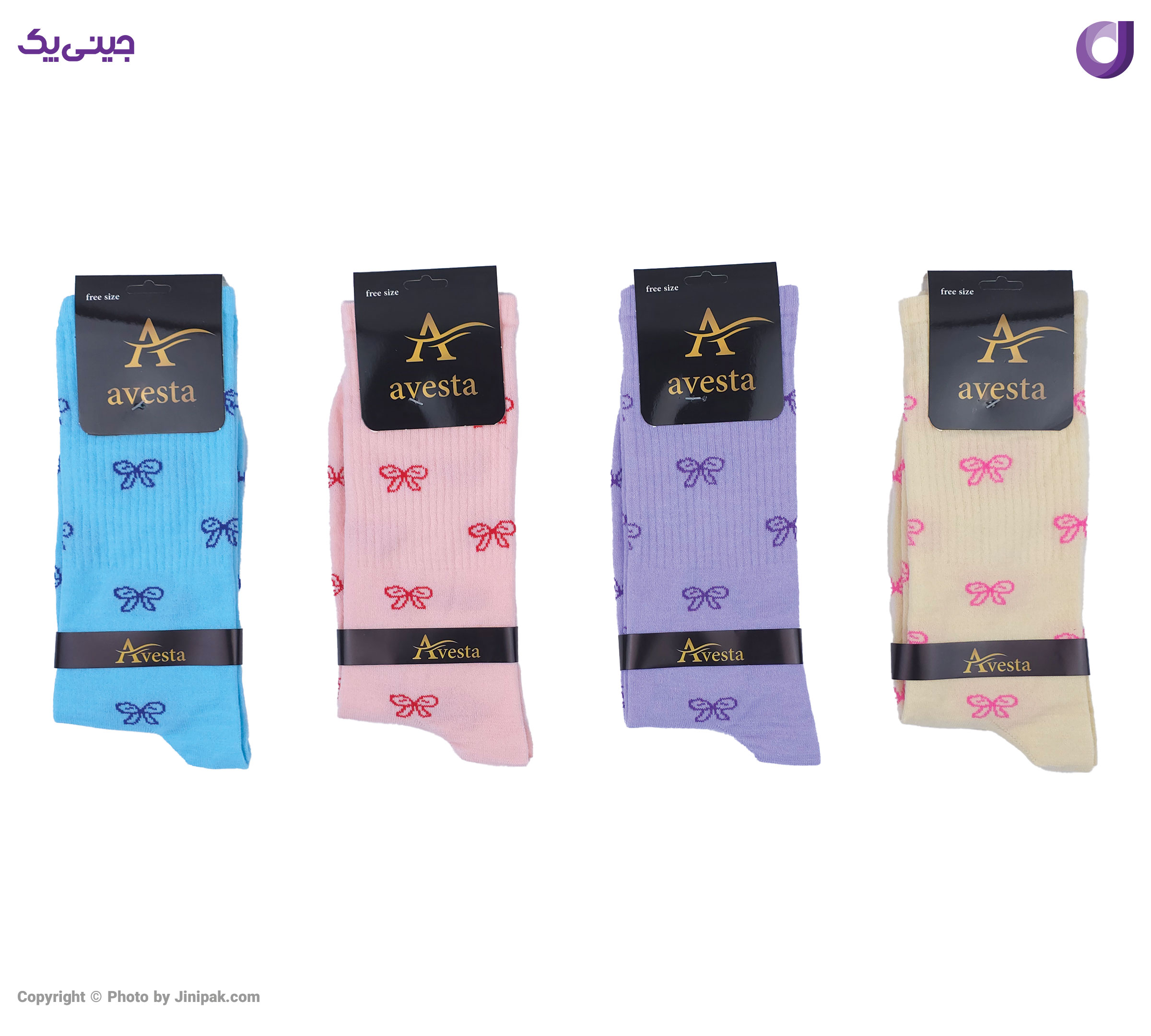 جوراب فانتزی نخی زنانه ساق بلند اعلا طرح پاپیون