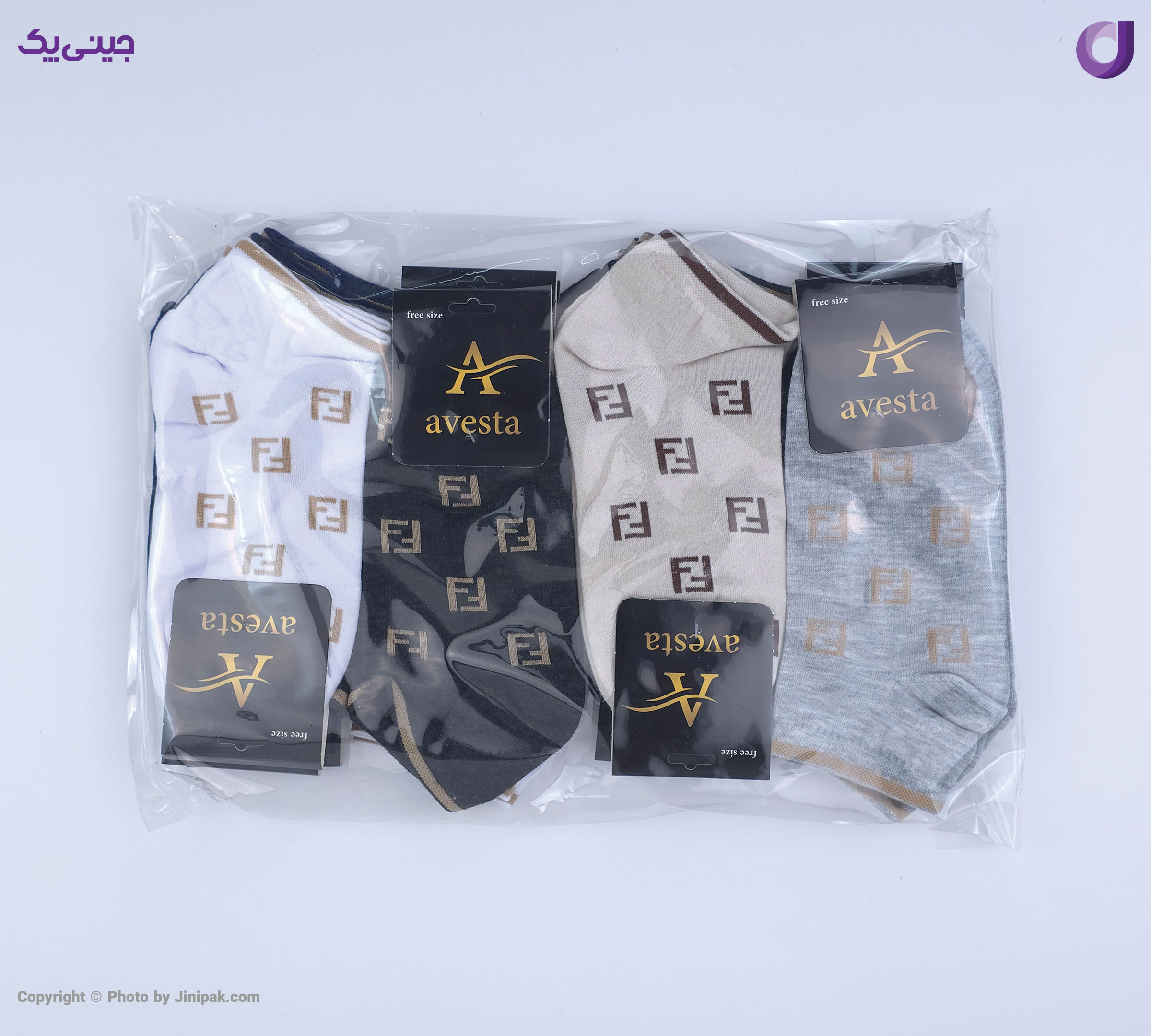 جوراب مچی نخی زنانه طرح فندی