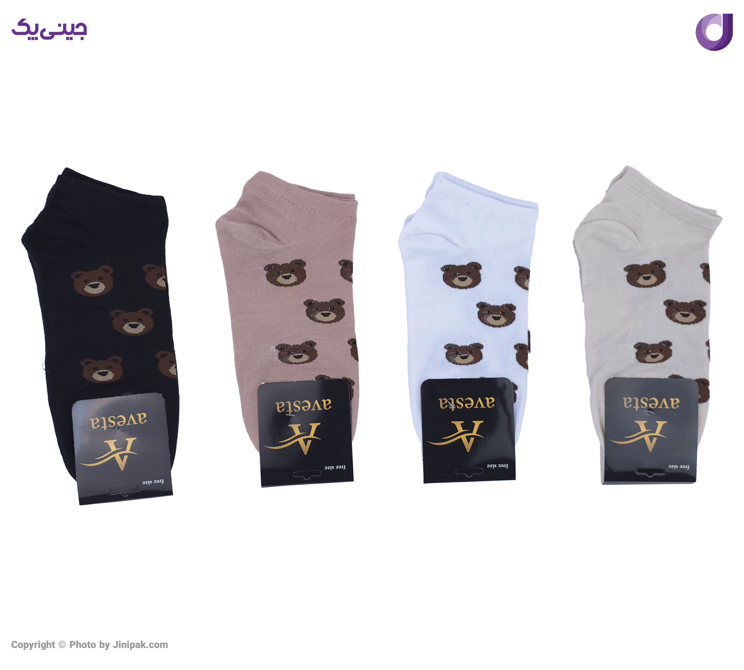 جوراب مچی نخی زنانه فانتزی طرح پاندا 4 رنگ