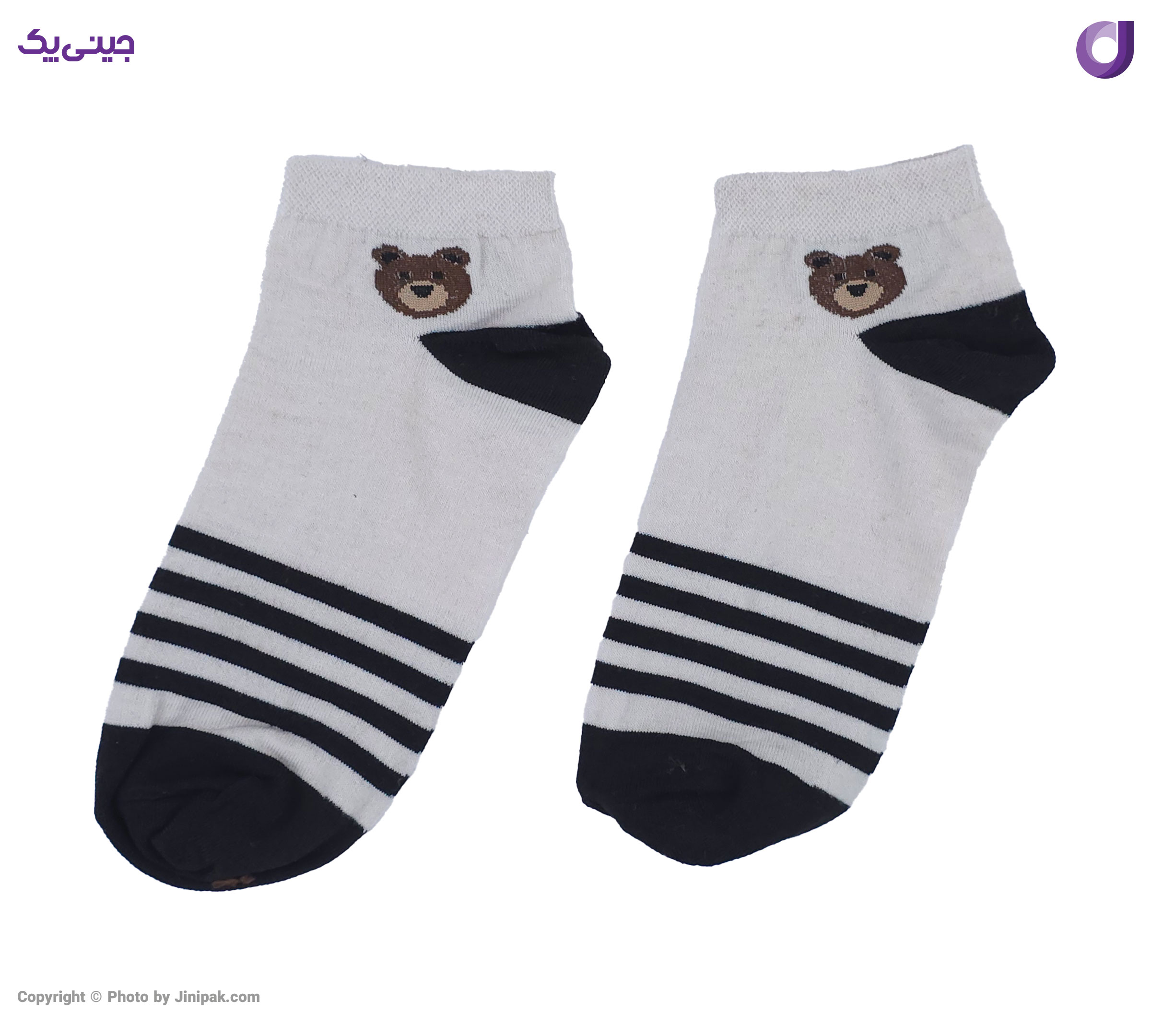 جوراب نخی مچی زنانه فانتزی طرح پاندا پاشنه رنگی