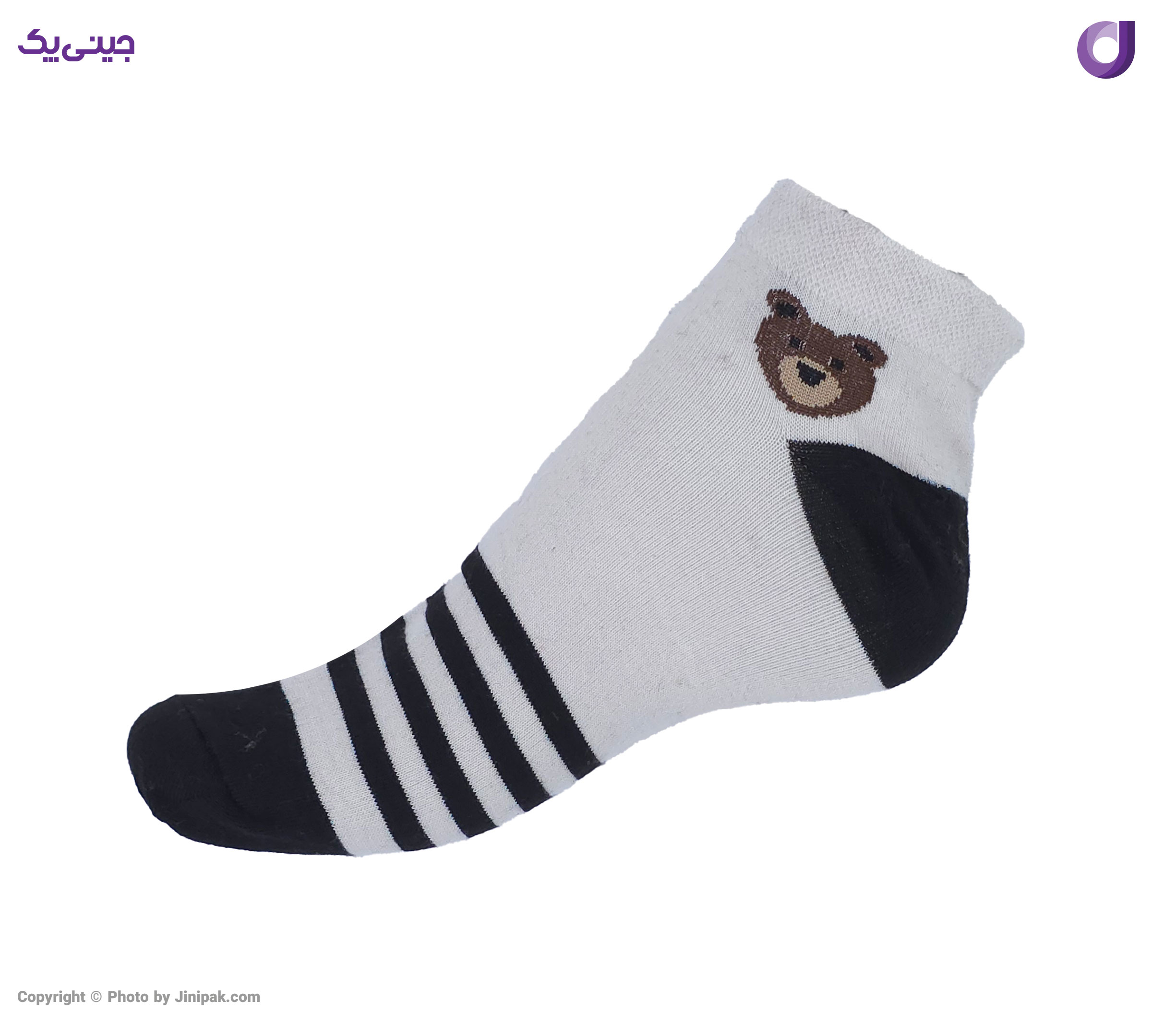 جوراب نخی مچی زنانه فانتزی طرح پاندا پاشنه رنگی