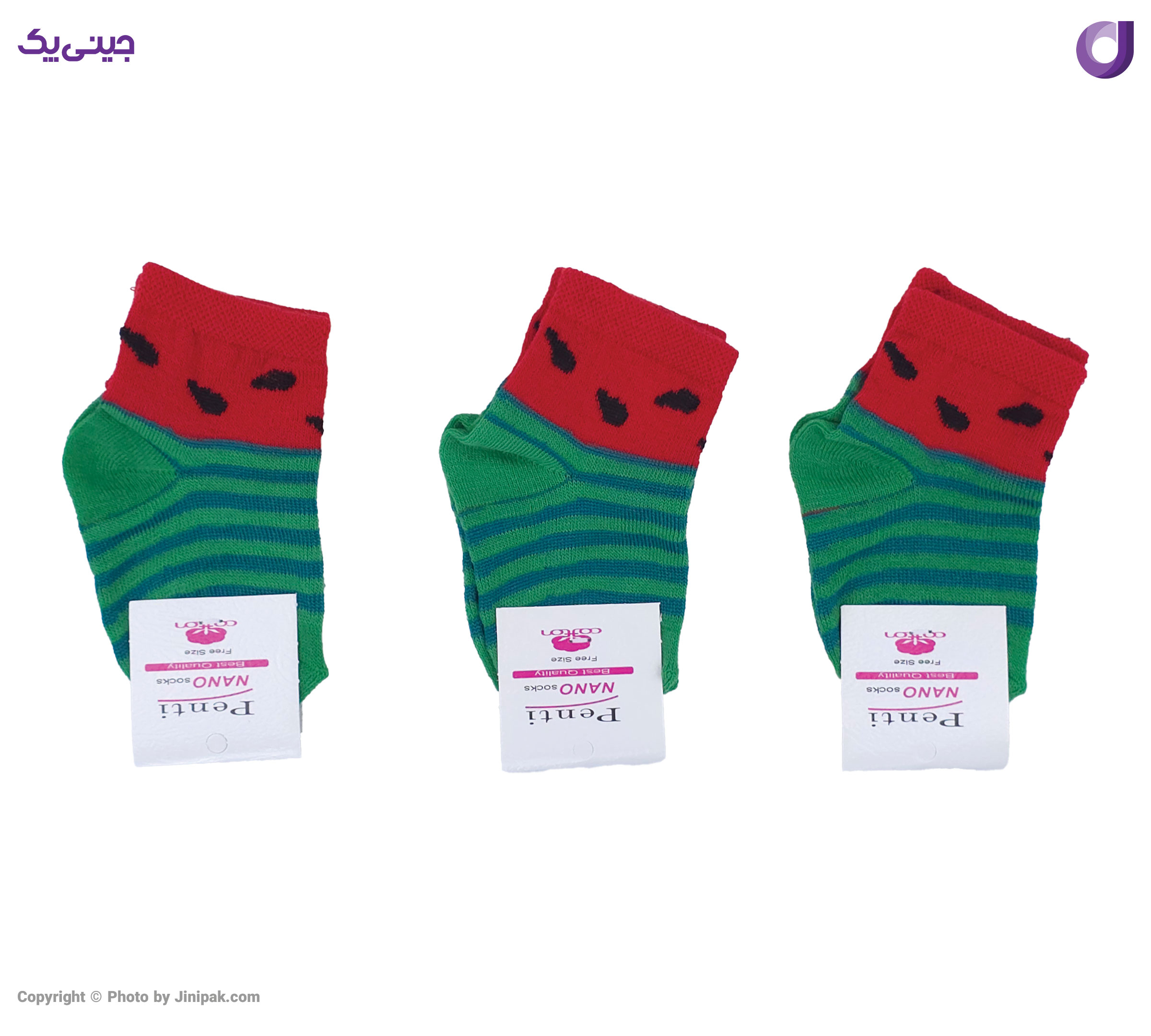 جوراب مچی نخی نوزادی یلدایی طرح هندوانه