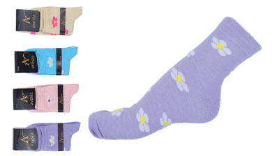 جوراب فانتزی نخی زنانه نیم ساق اعلا طرح گل