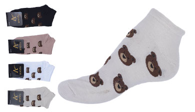 فروش عمده جوراب مچی نخی زنانه فانتزی طرح پاندا 4 رنگ