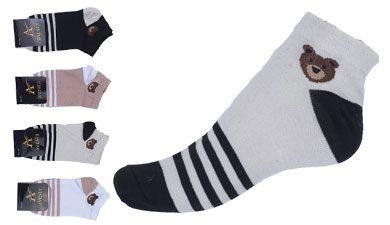 فروش عمده جوراب نخی مچی زنانه فانتزی طرح پاندا پاشنه رنگی