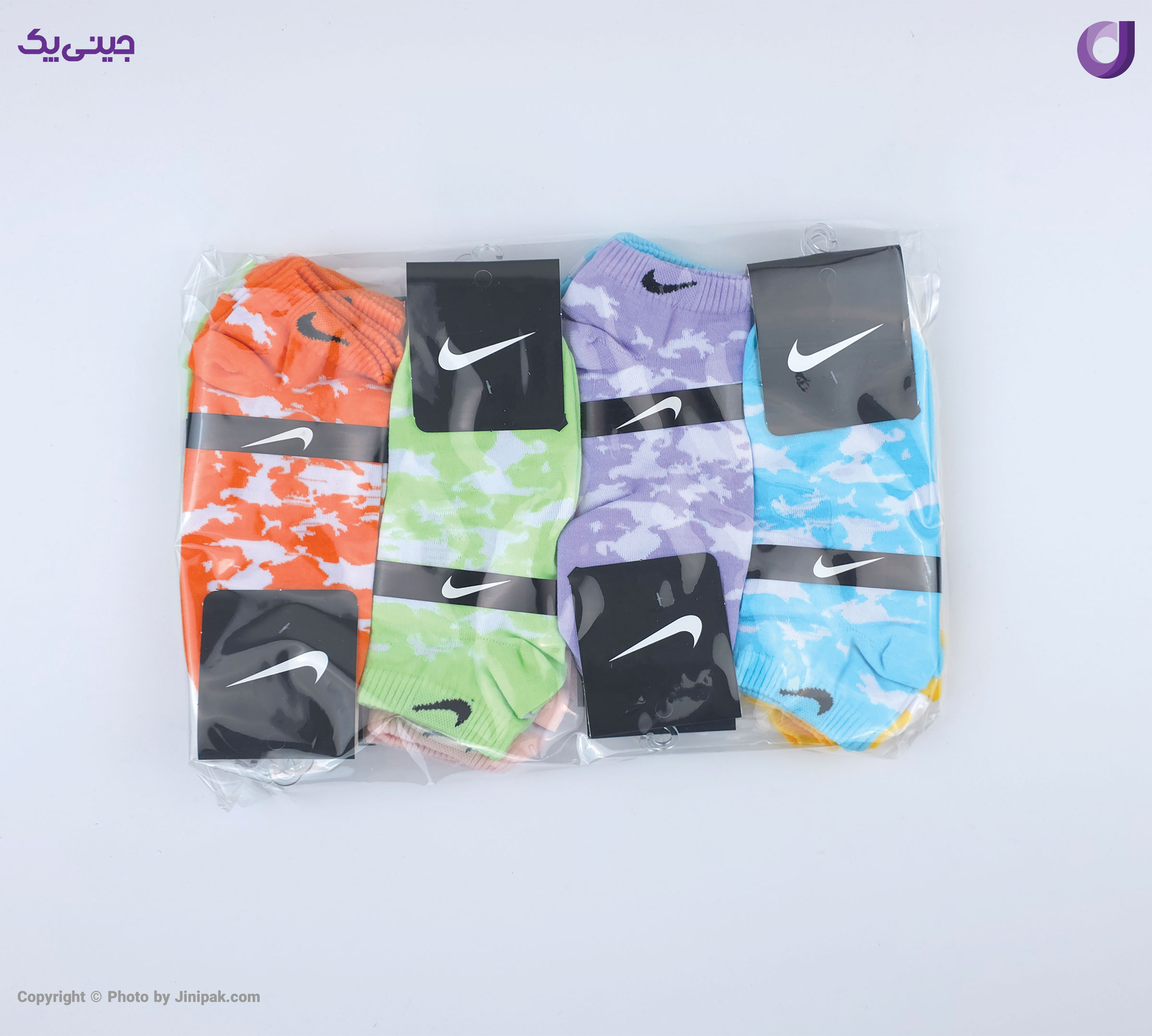 بسته بندی محصول جوراب مچی نخی اعلا زنانه چریکی طرح نایک