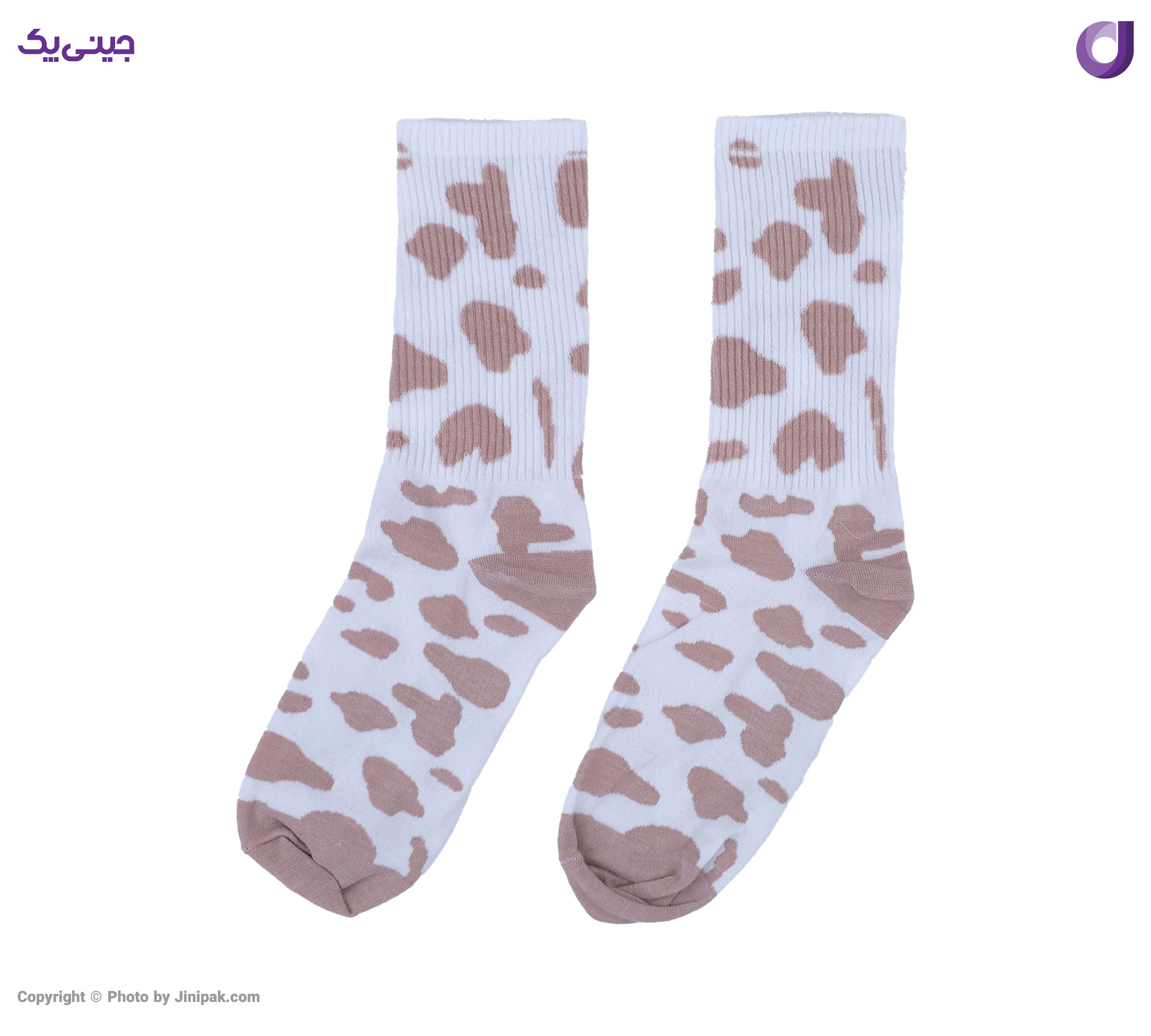 جوراب فانتزی نخی اعلا زنانه ساق بلند کش انگلیسی طرح پلنگی رنگی