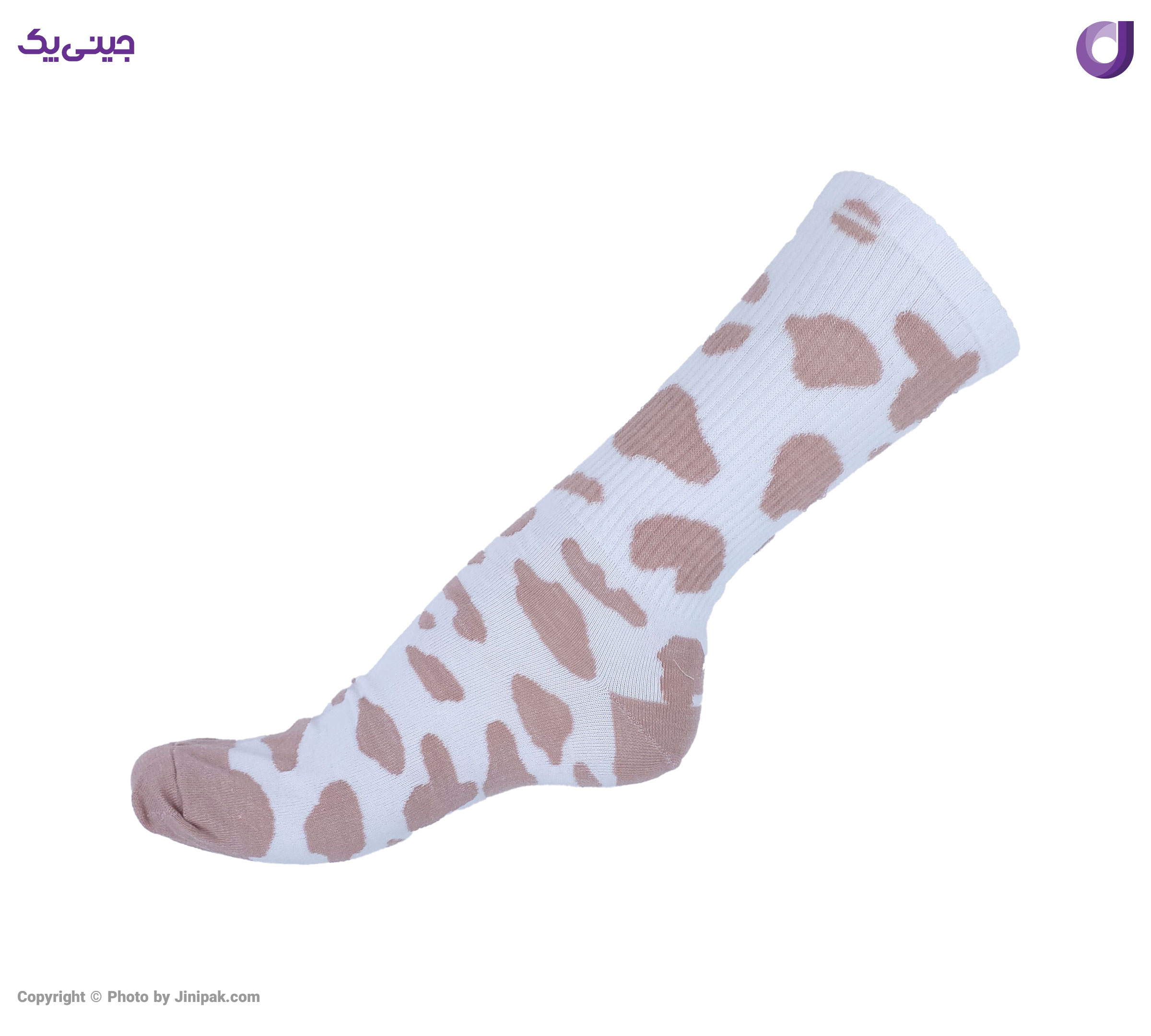 جوراب فانتزی نخی اعلا زنانه ساق بلند کش انگلیسی طرح پلنگی رنگی