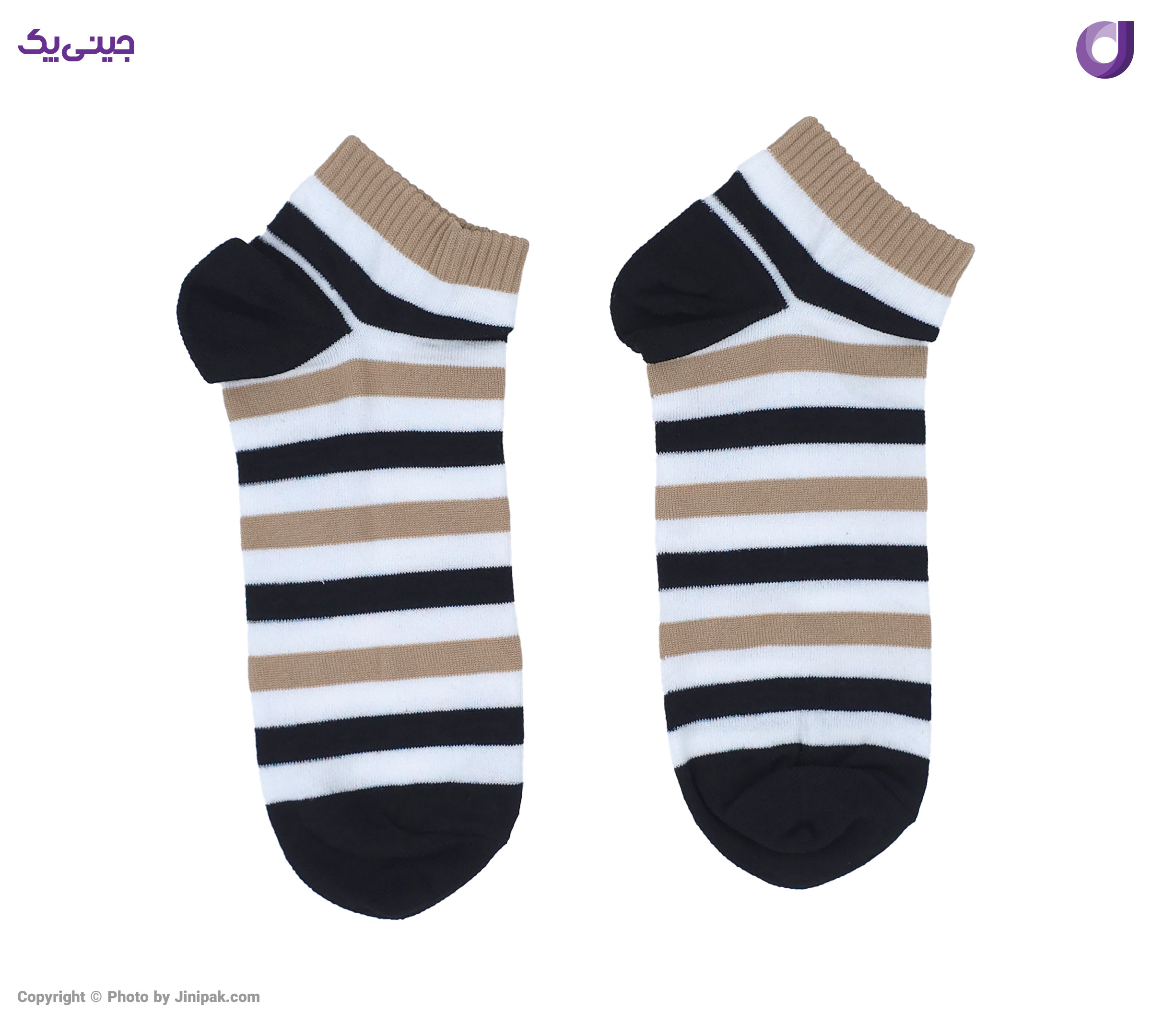 جوراب مچی نخی زنانه 4 طرح قهوه ای