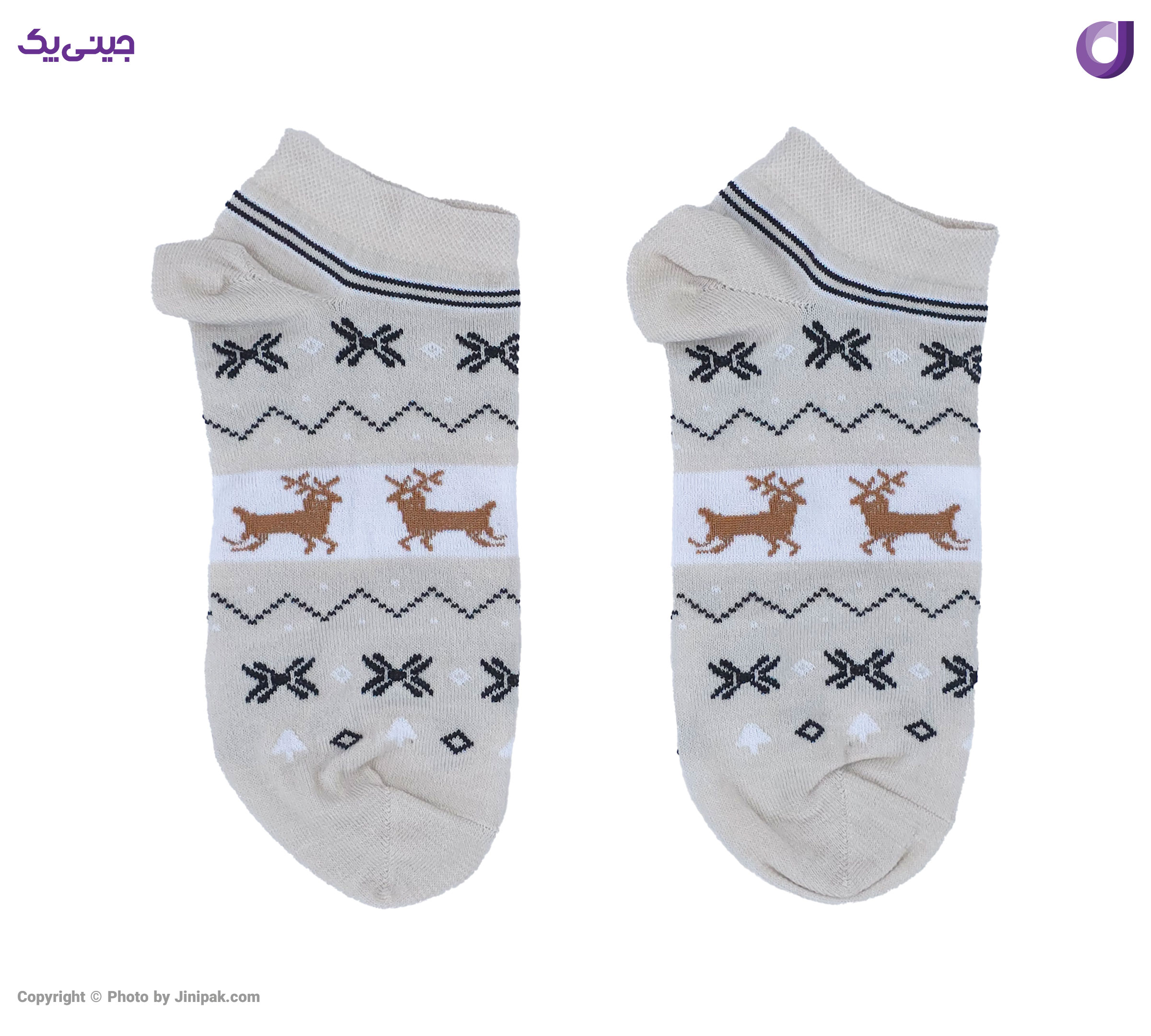 جوراب مچی نخی زنانه طرح گوزن