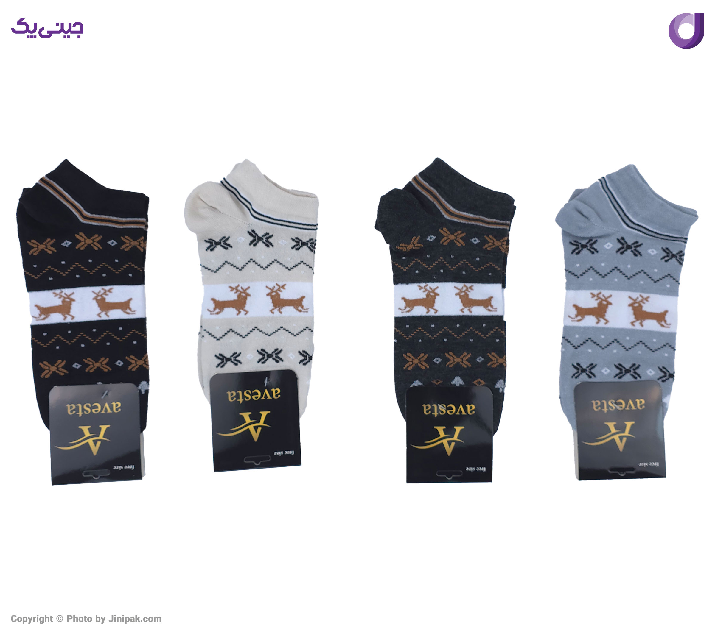 جوراب مچی نخی زنانه طرح گوزن