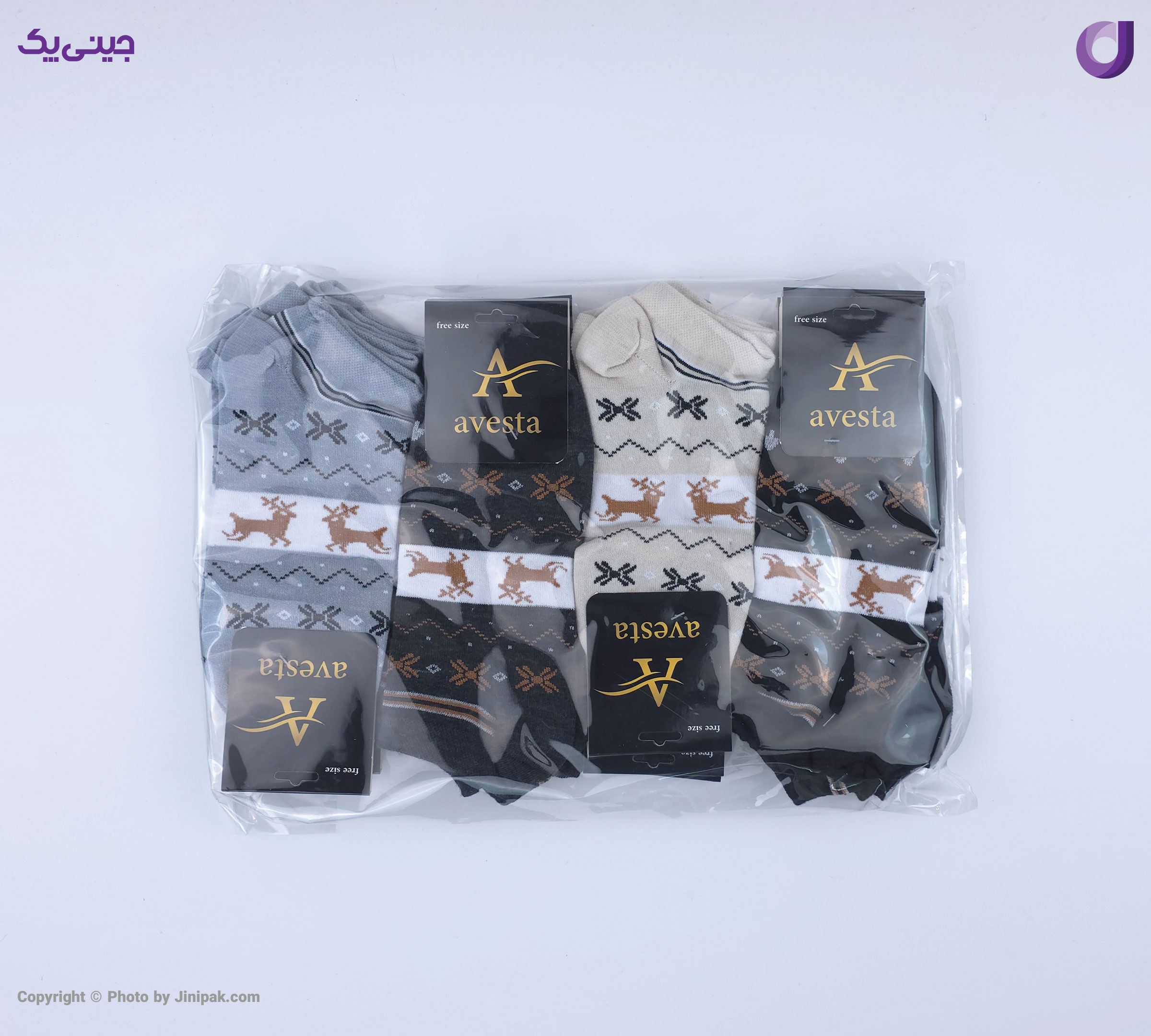 جوراب مچی نخی زنانه طرح گوزن