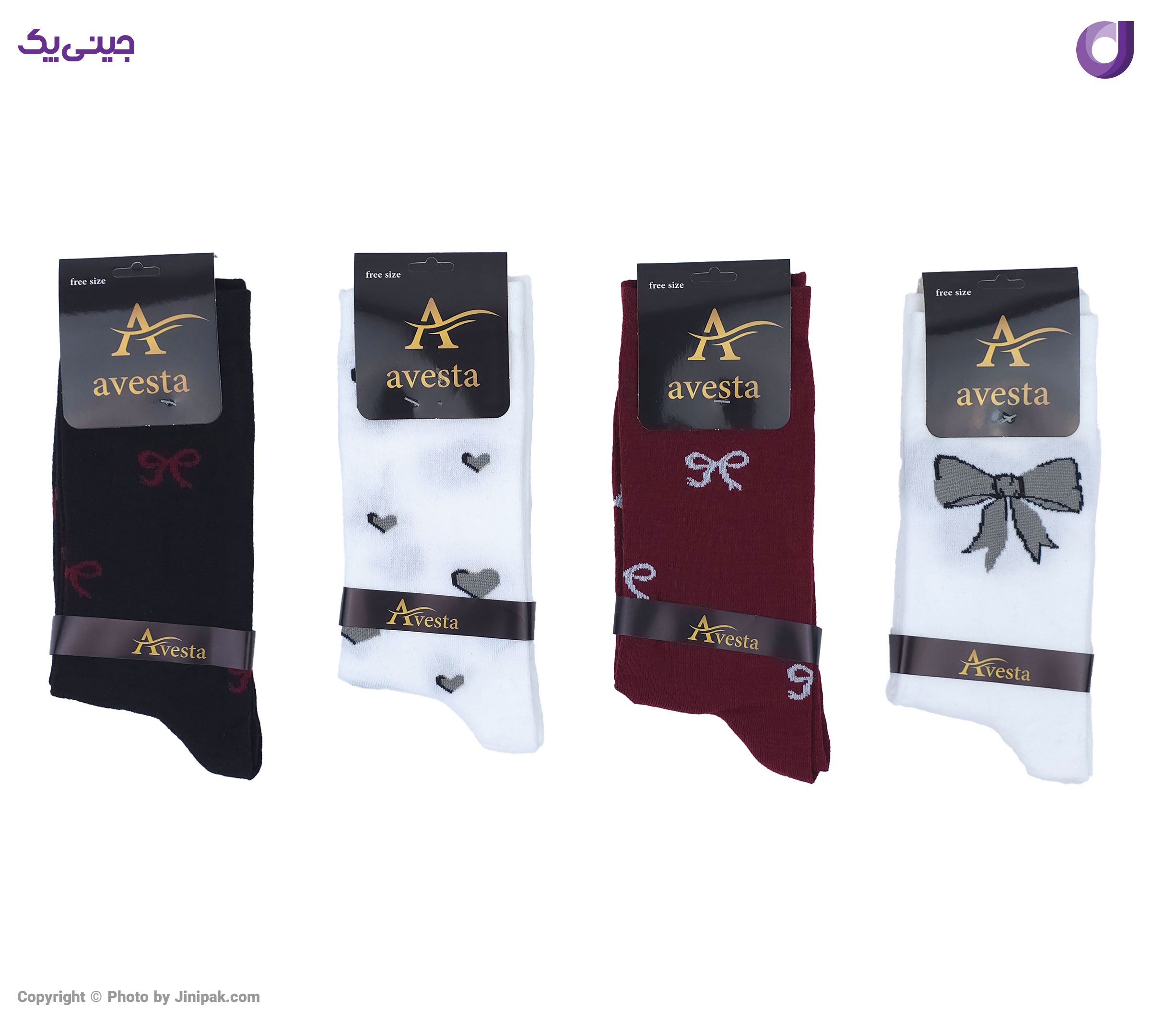 جوراب فانتزی نخی زنانه ساق بلند اعلا طرح پاپیون