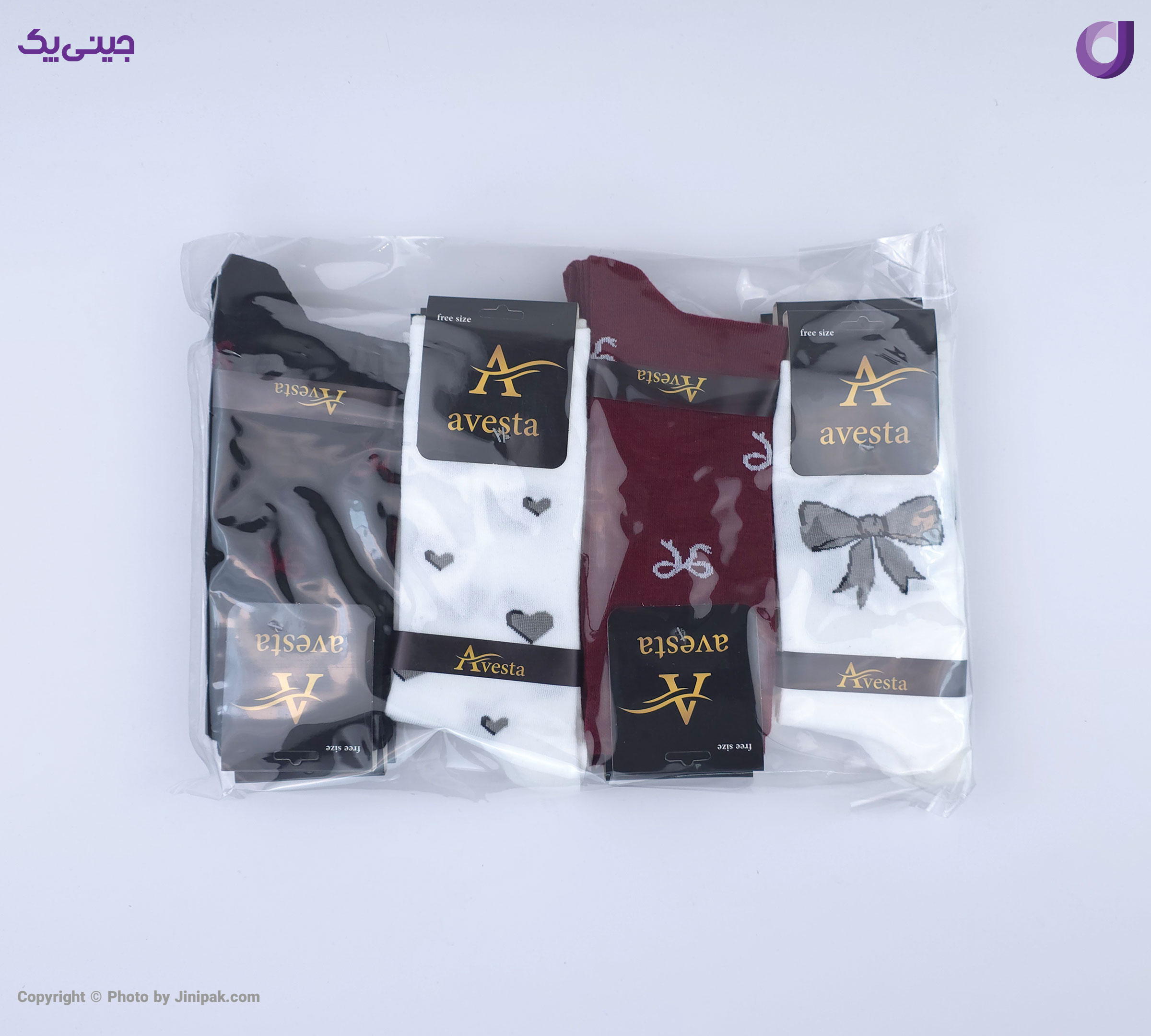 جوراب فانتزی نخی زنانه ساق بلند اعلا طرح پاپیون