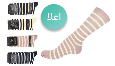 جوراب فانتزی نخی زنانه ساق بلند اعلا طرح راه راه